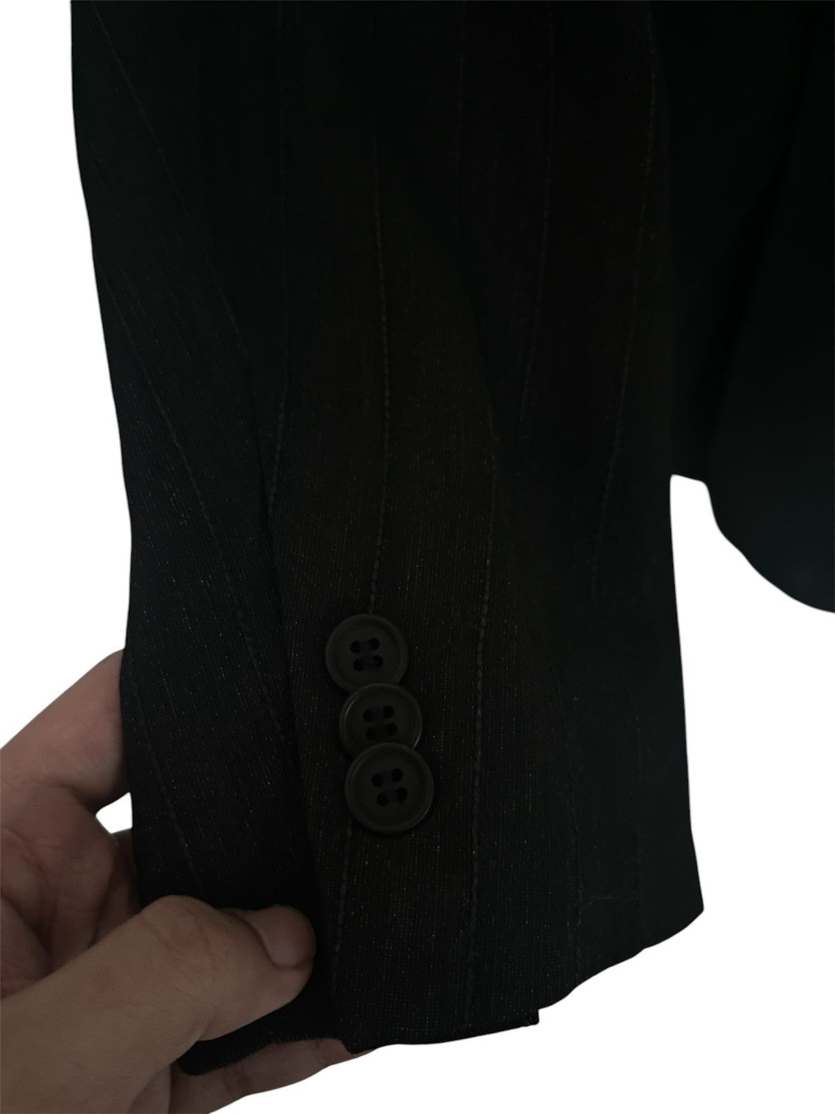 Emporio Armani Vintage Rare 1973 Emporio Armani Stripe Black Men Blazer Size 46S - 6 Thumbnail