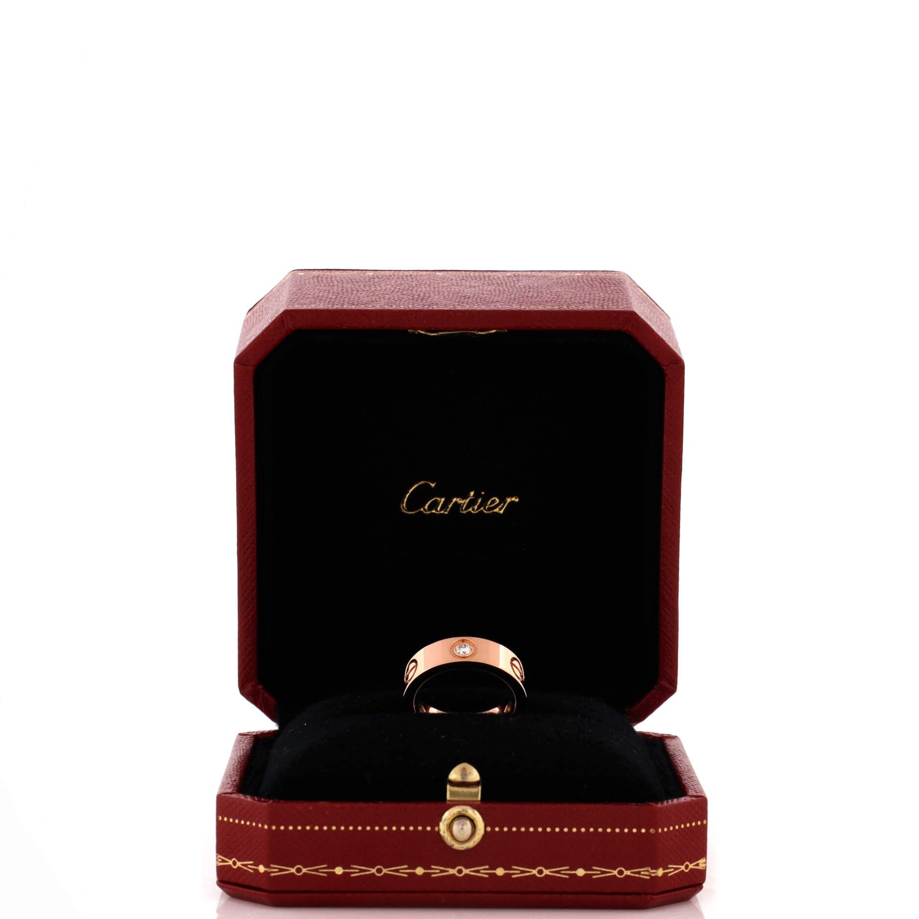 Cartier Love 3 Diamonds Band Ring 18K Rose Gold with Diamonds Size ONE SIZE - 1 Thumbnail