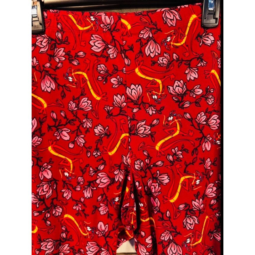 Disney DISNEY MULAN MUSHU RED FLORAL Leggings LARGE Gently Used Size 30" / US 8 / IT 44 - 3 Thumbnail