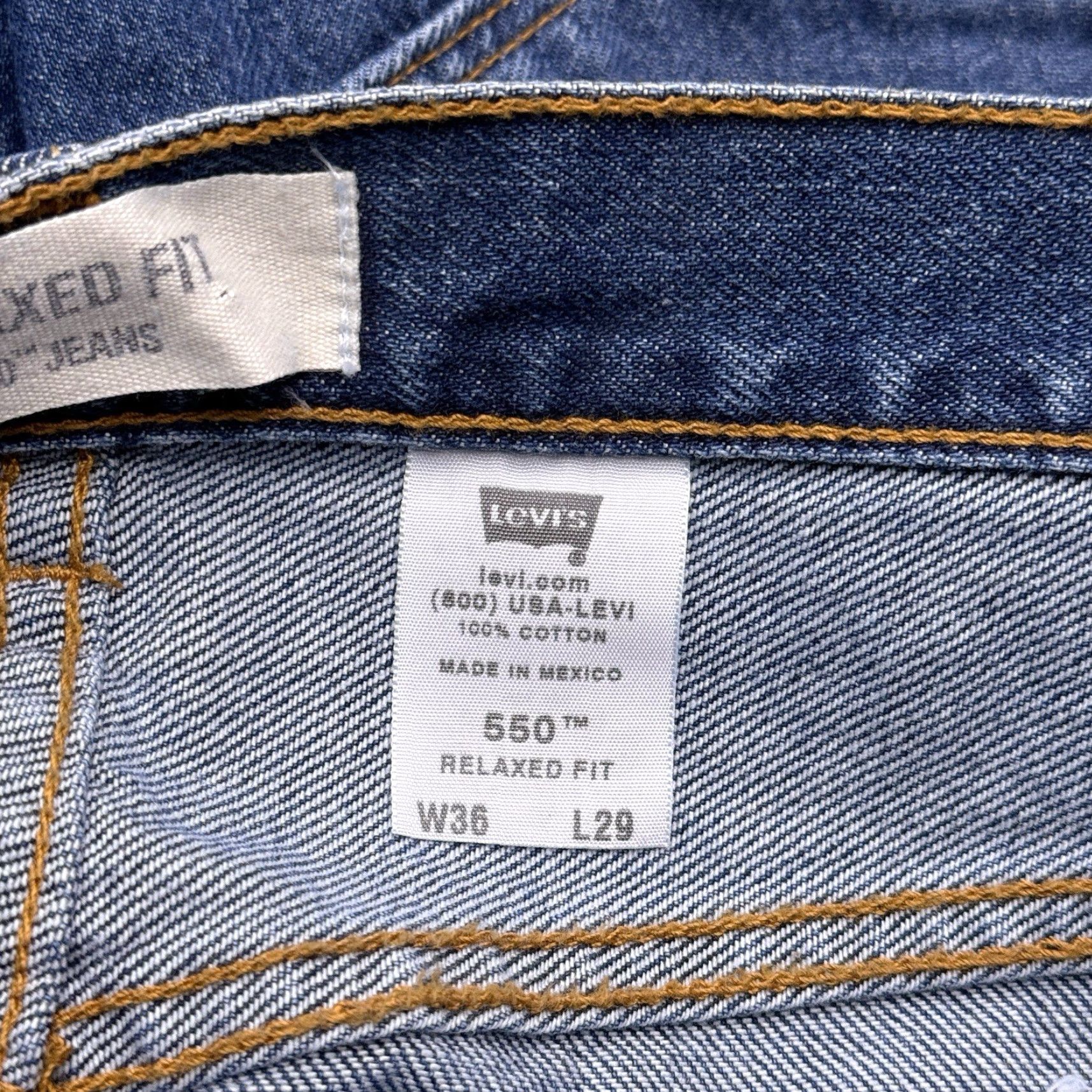 Levi's VINTAGE Levi's 550 Jeans Mens 36x29 Relaxed Tapered Mid Rise Blue Denim 5-Pocket Zipper Zip Belt Loops NWT Size US 36 / EU 52 - 6 Thumbnail