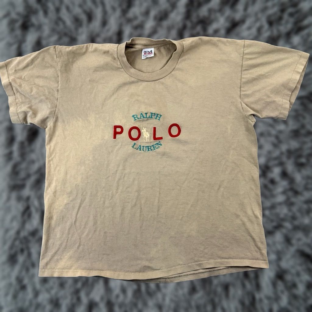 Ralph Lauren Vintage Polo Ralph Lauren Shirt Mens Large Beige Short Sleeve 90s Sport USA Shirt Mens Large Beige Short Sleeve 90s USA Polo Ralph Lauren T-Shirt Size US L / EU 52-54 / 3 - 1 Thumbnail