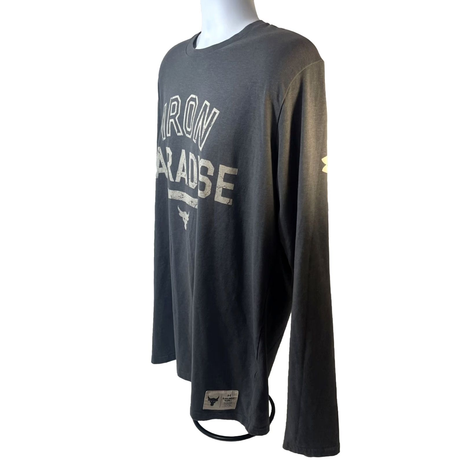 Under Armour Under Armour Shirt Men XL Long Sleeve HeatGear Gray Iron Paradise The Rock Logo Crew Neck Sports Gym Activewear Size US XL / EU 56 / 4 - 3 Thumbnail