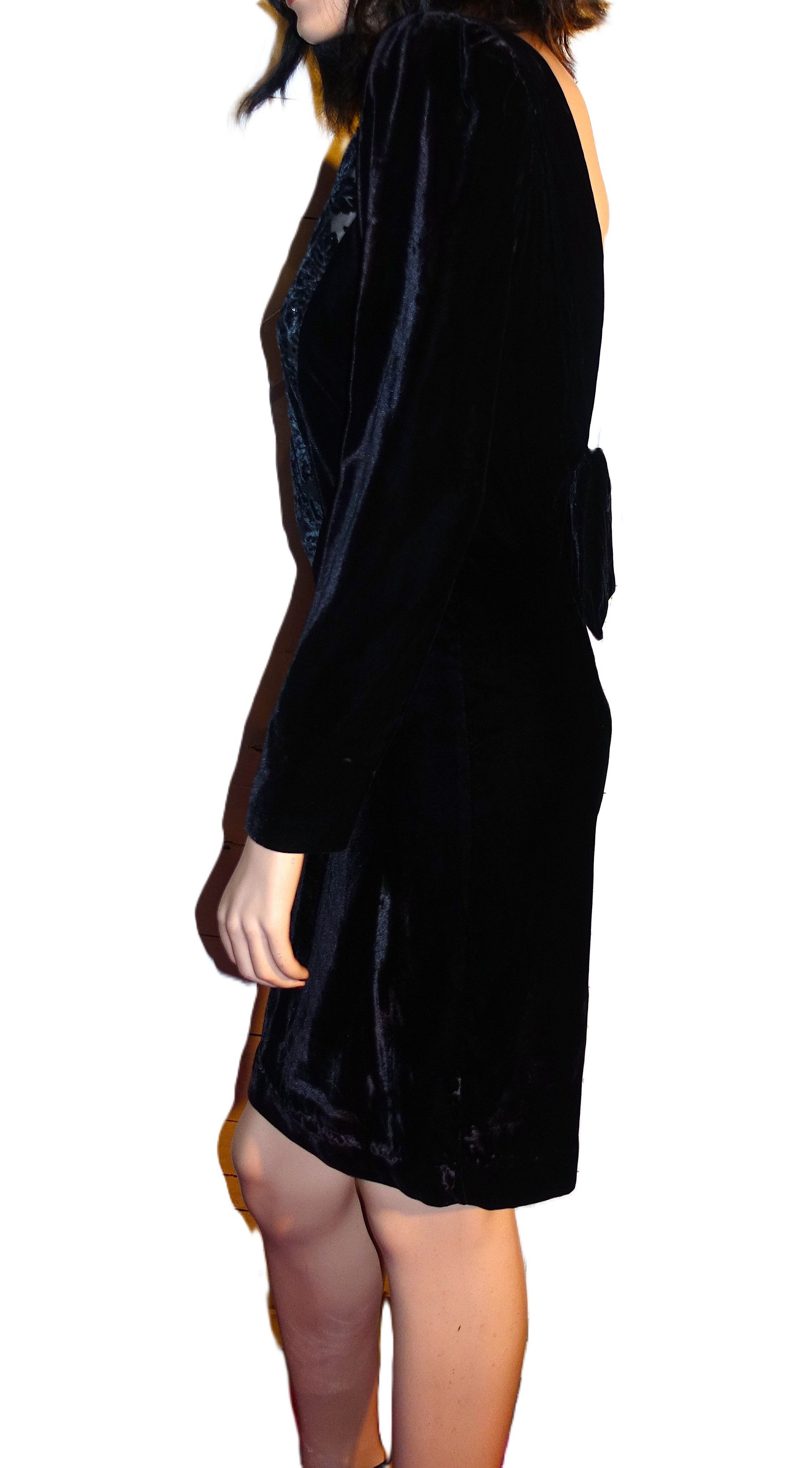 Vintage Vintage Niki Black Beige Floral Lace Velvet Dress S Size S / US 4 / IT 40 - 4 Thumbnail
