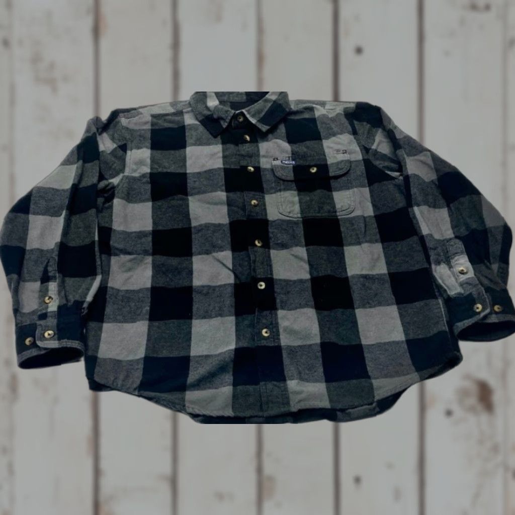 Vintage Smith's Workwear Flannel Shirt Men Large Black Gray Plaid Long Sleeve 8503 Size US L / EU 52-54 / 3 - 1 Thumbnail