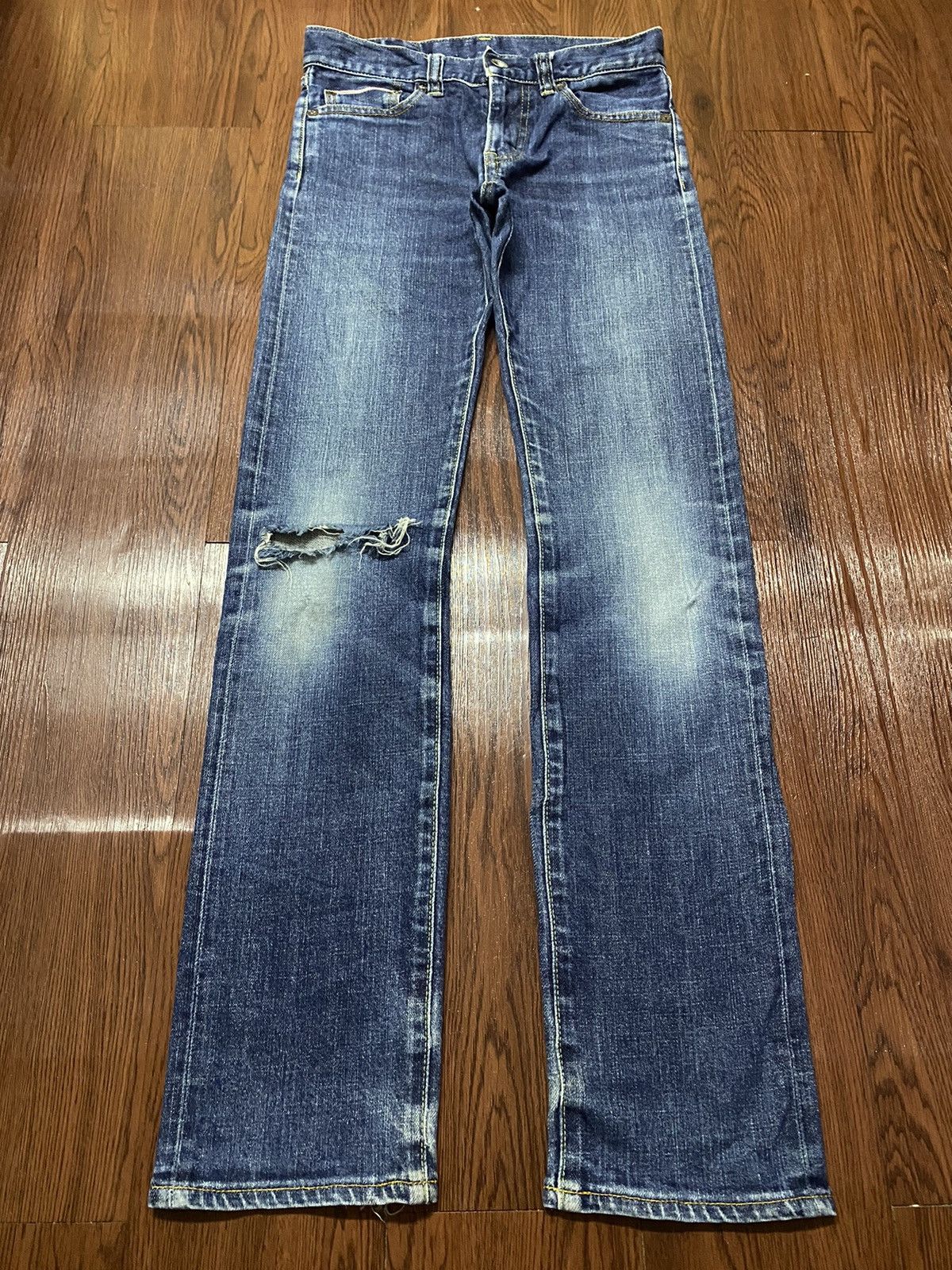 Japanese Brand Vintage Uniqlo Brands Selvedge Blue Wash Distressed Jeans Size US 29 - 2 Thumbnail