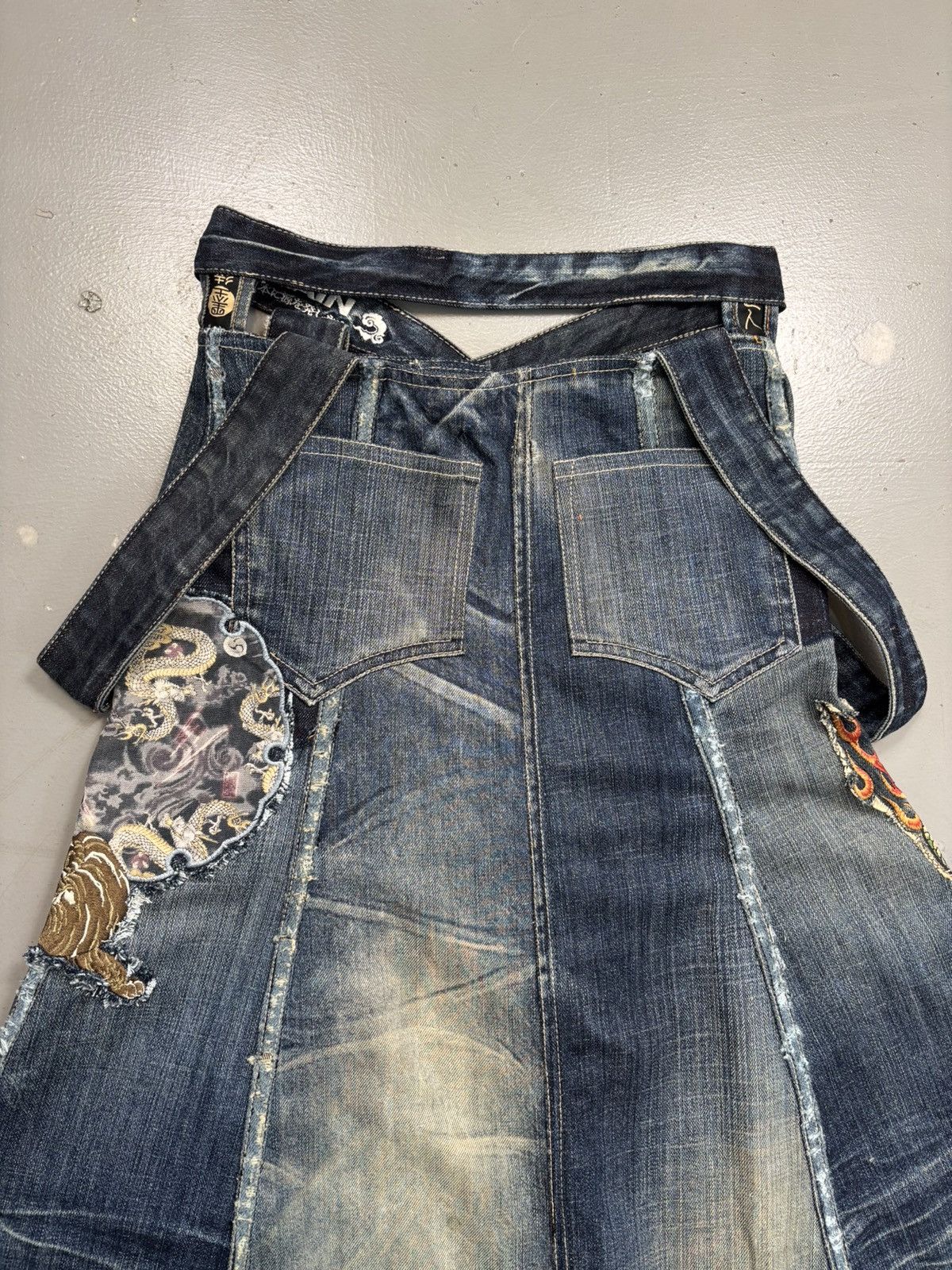 Japanese Brand Vintage Japanese embroidered reworked nomad denim skirt Size 28" / US 6 / IT 42 - 17 Thumbnail