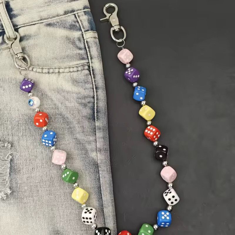 Jewelry Punk Dice Pants Chain Streetwear Multicolored Y2k Size ONE SIZE - 9 Thumbnail