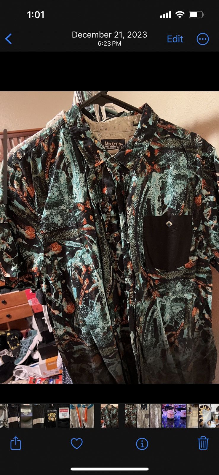 Modern Amusement Black teal button up Size US L / EU 52-54 / 3 - 1 Thumbnail