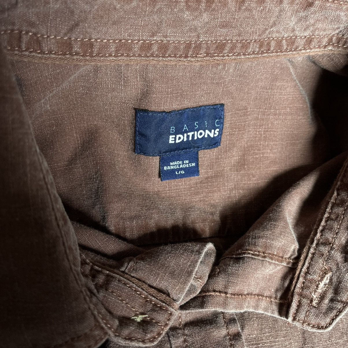 Basic Editions × Vintage Vintage Y2K Basic Editions Brown Wash Button Up Shirt Blank Size US L / EU 52-54 / 3 - 2 Thumbnail