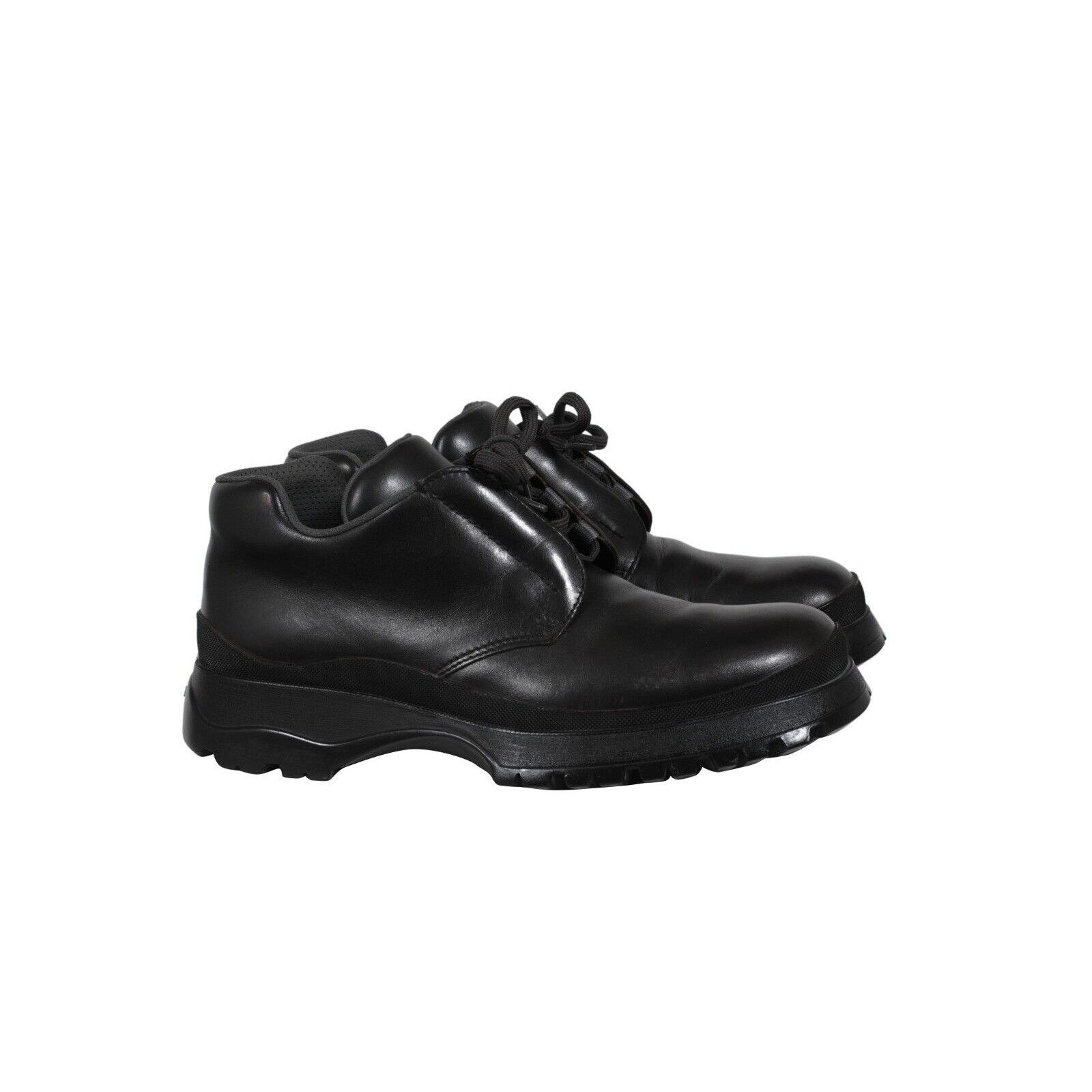 Prada Brixxen Mid Top Derby Shoes Black Leather Size US 8.5 / EU 41-42 - 2 Thumbnail
