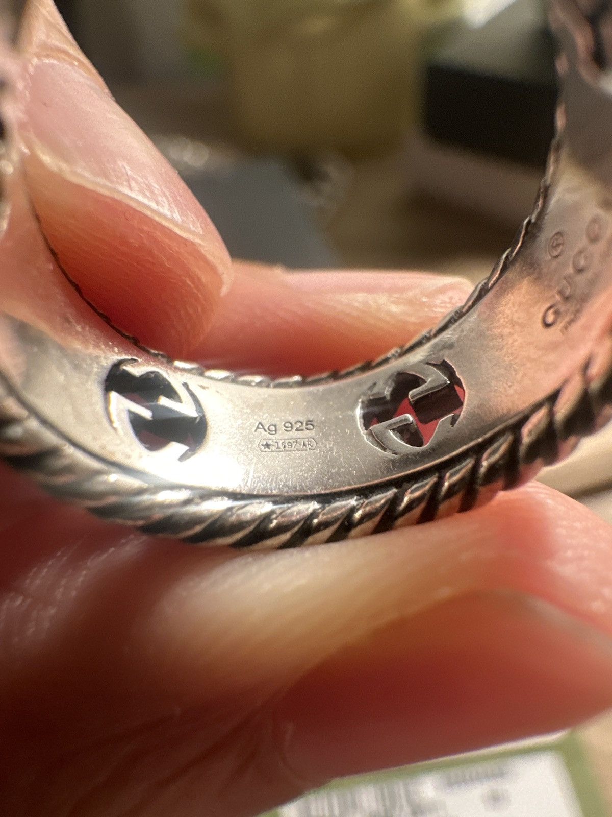 Gucci Gucci Interlocking Thin Silver Flower Band Size ONE SIZE - 12 Thumbnail