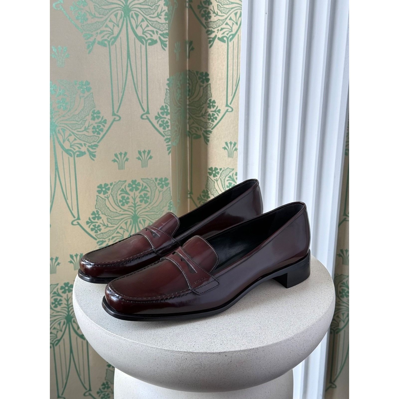 Prada NEW Prada Brushed Leather Cherry Red Womens Loafers Shoes Size US 11 / IT 41 - 11 Thumbnail