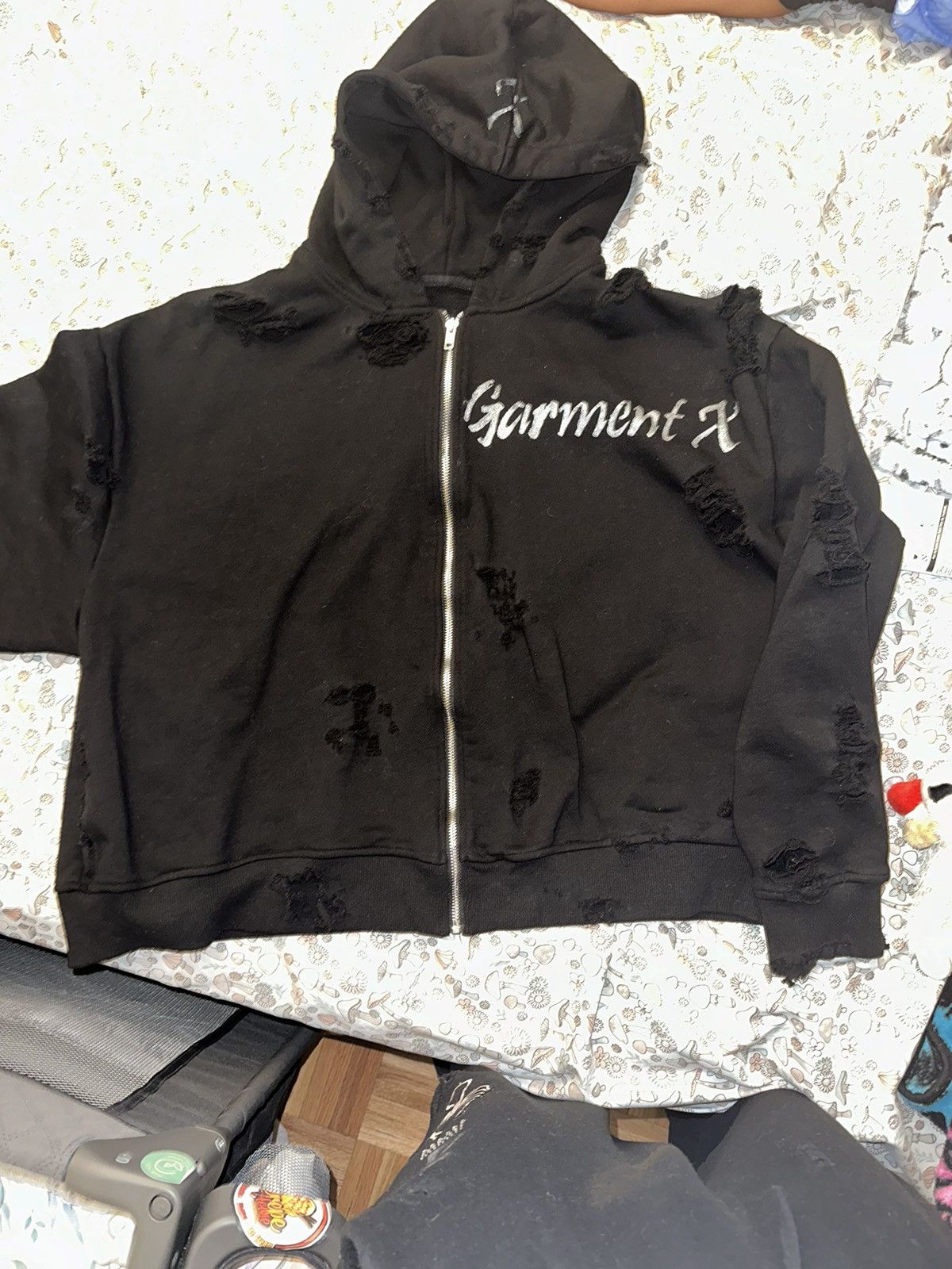 Other Distressed Black Zip Up Hoodie 400GSM Size US XL / EU 56 / 4 - 1 Thumbnail