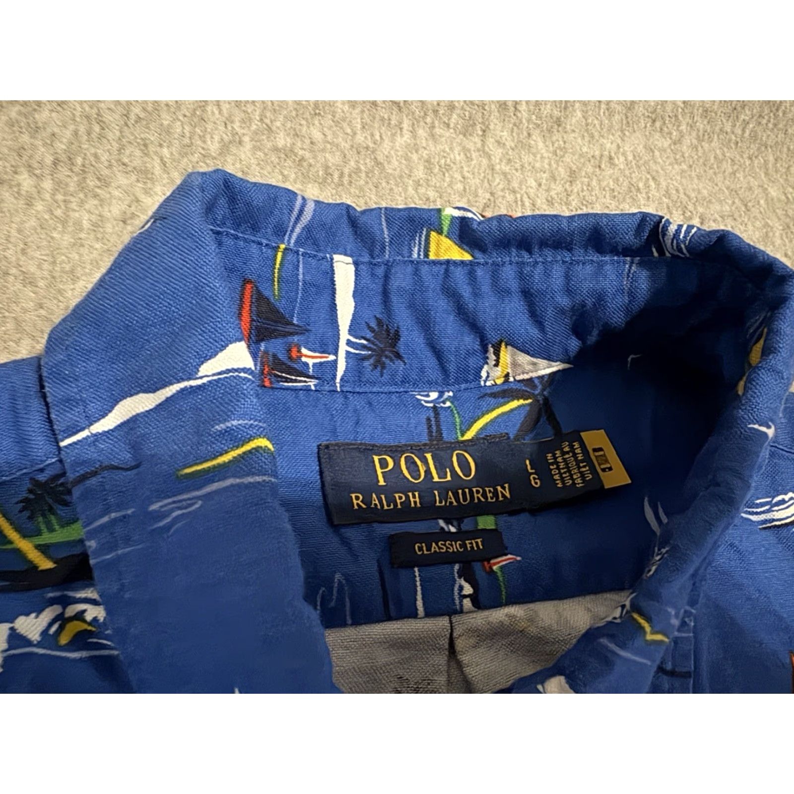 Polo Ralph Lauren Polo Ralph Lauren Short Sleeve Button-Up Shirt Blue Sailing Nautical Mens Large Size US L / EU 52-54 / 3 - 2 Thumbnail