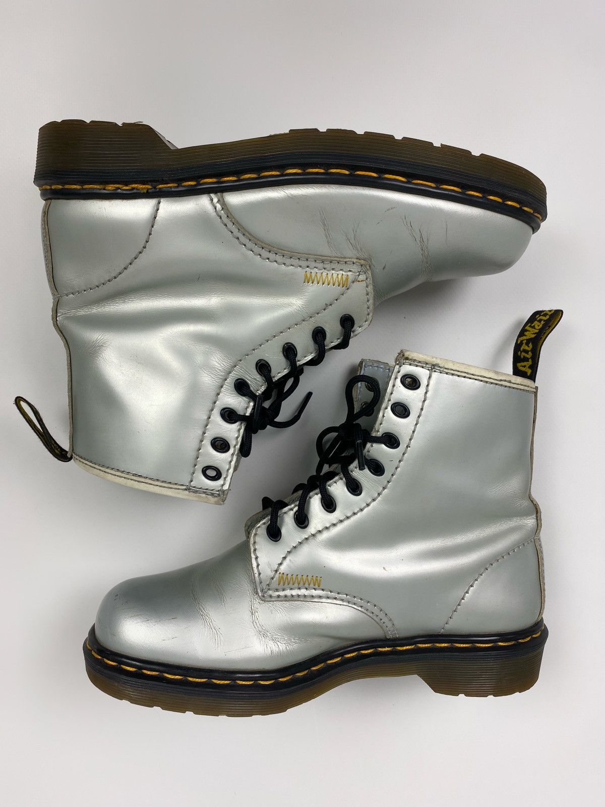 Dr. Martens 2000s Vintage Dr. Martens 9566 Silver 8-Eye Boots Made in UK Size US 9.5 / IT 39.5 - 4 Thumbnail
