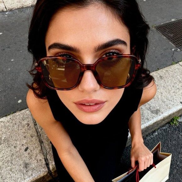 Miu Miu Miu Miu MUB01S 26E10R Sunglasses Havana Square Frame Size ONE SIZE - 2 Thumbnail