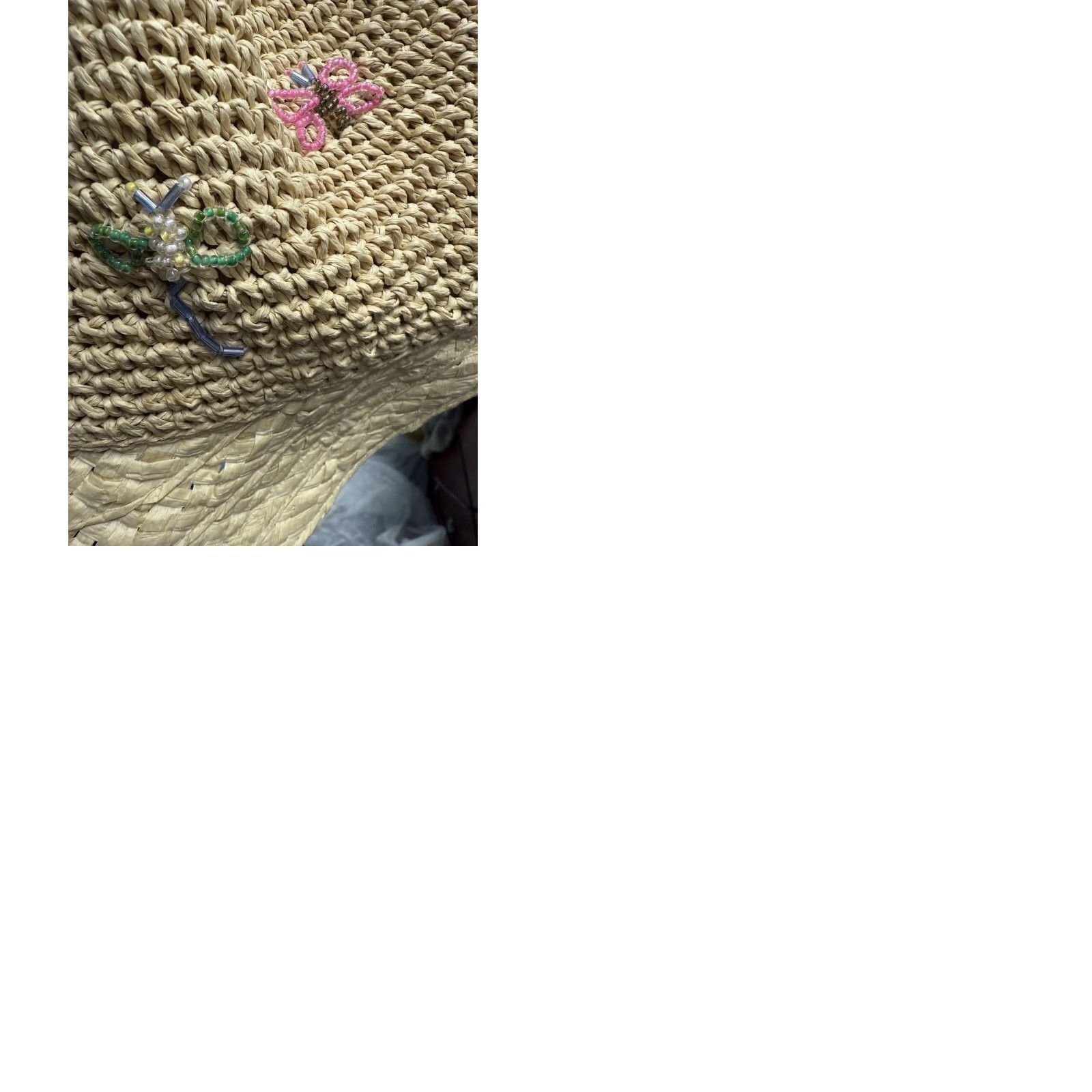 Vintage VINTAGE August Sun Hat Beaded Dragonflies Paper Straw Boho Chic Beachy Women One Size Beige Summer Size ONE SIZE - 9 Thumbnail