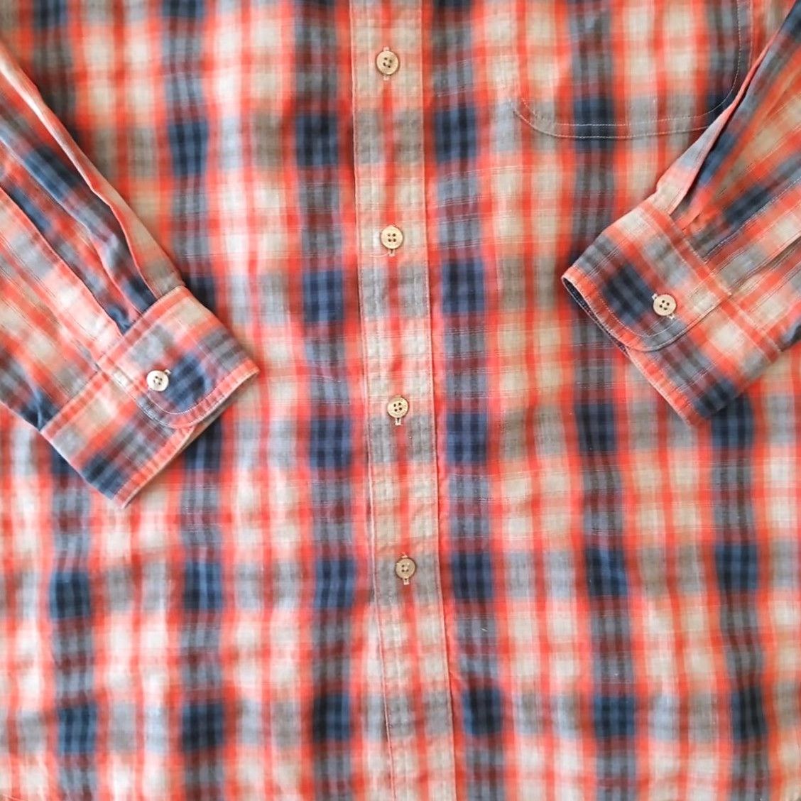 Chaps Chaps Shirt Mens Large Orange Blue Plaid Long Sleeve Button Down Easy Care Shirt Size US L / EU 52-54 / 3 - 3 Thumbnail