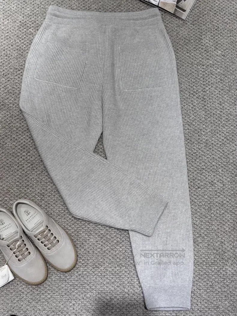 Brunello Cucinelli Brunello Cucinelli size M Grey Elastic Waist Knitted Pants Size US 26 / EU 42 - 4 Thumbnail