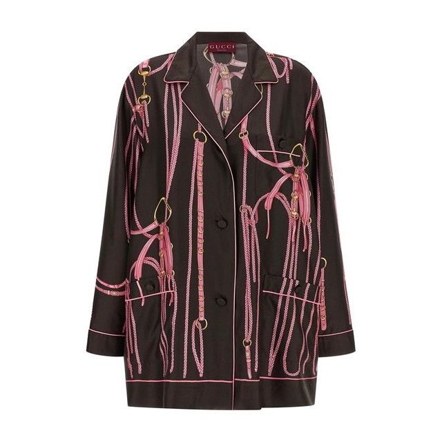 GUCCI Brown/Pink SIlk Shirt New & Authentic (Women's size:IT