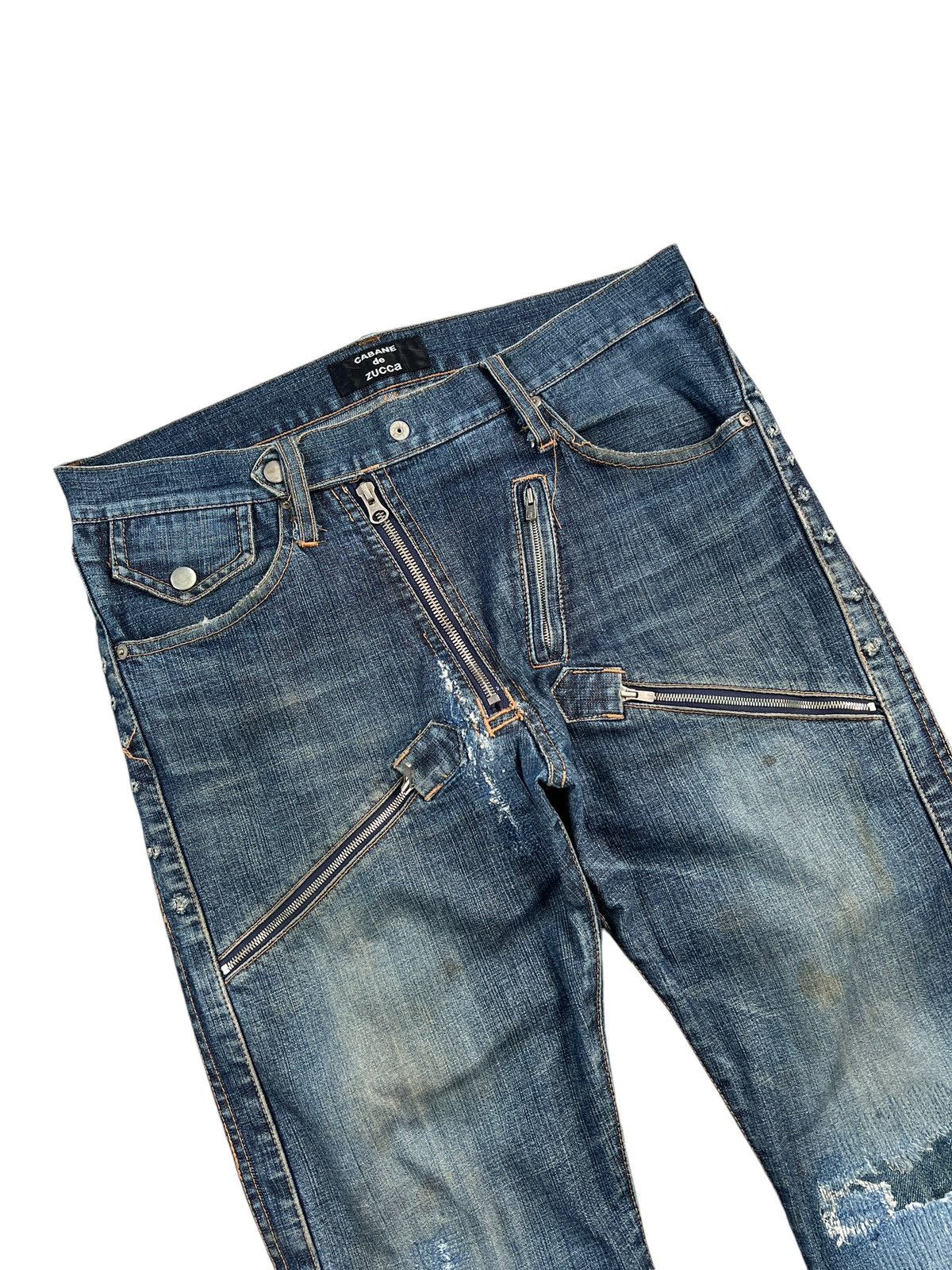 CABANE de ZUCCa × Issey Miyake × Zucca 1990 Cabane de Zucca Zipper Distressed Denim Size US 33 - 4 Thumbnail