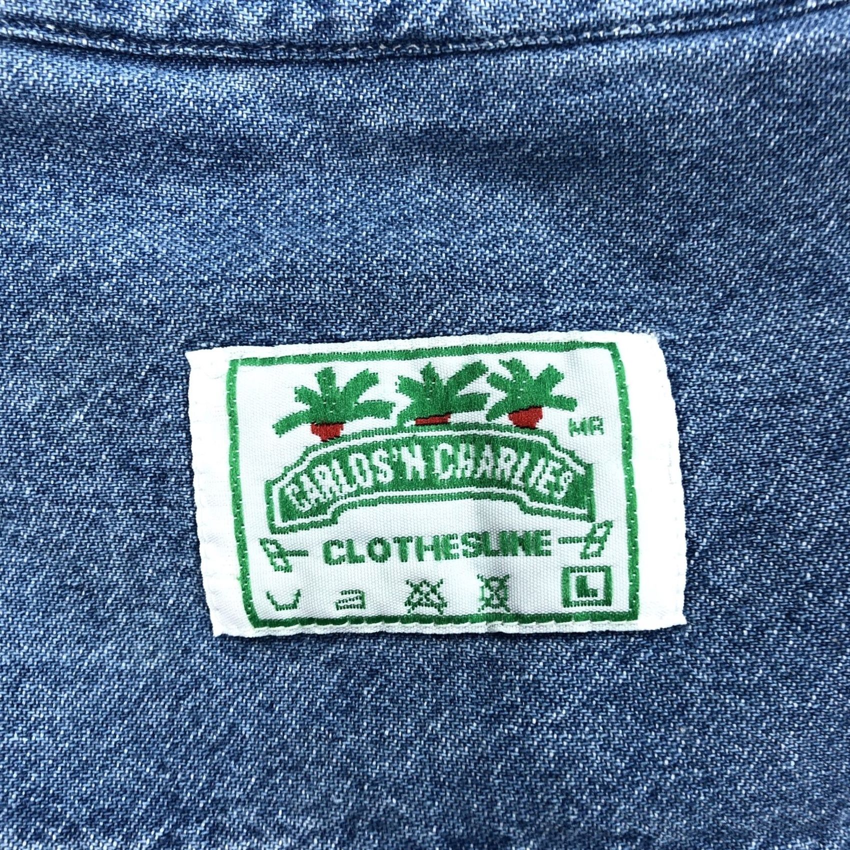 Denime VINTAGE Carlos n Charlies Clothesline Men's L Sleeveless Denim Button Down Shirt Size US L / EU 52-54 / 3 - 6 Thumbnail