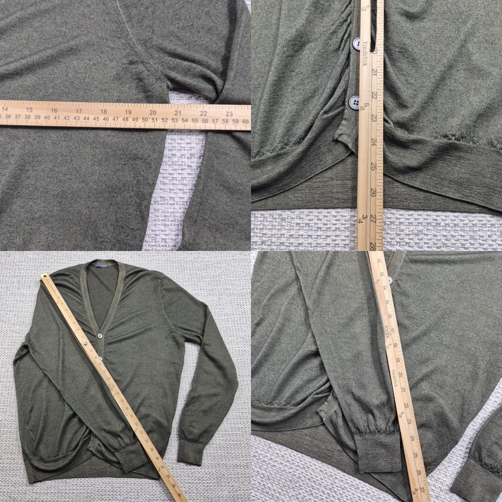 Drumohr Drumohr Cardigan Sweater Mens Large Green 100% Merino Wool V Neck Made Italy Size US L / EU 52-54 / 3 - 9 Thumbnail