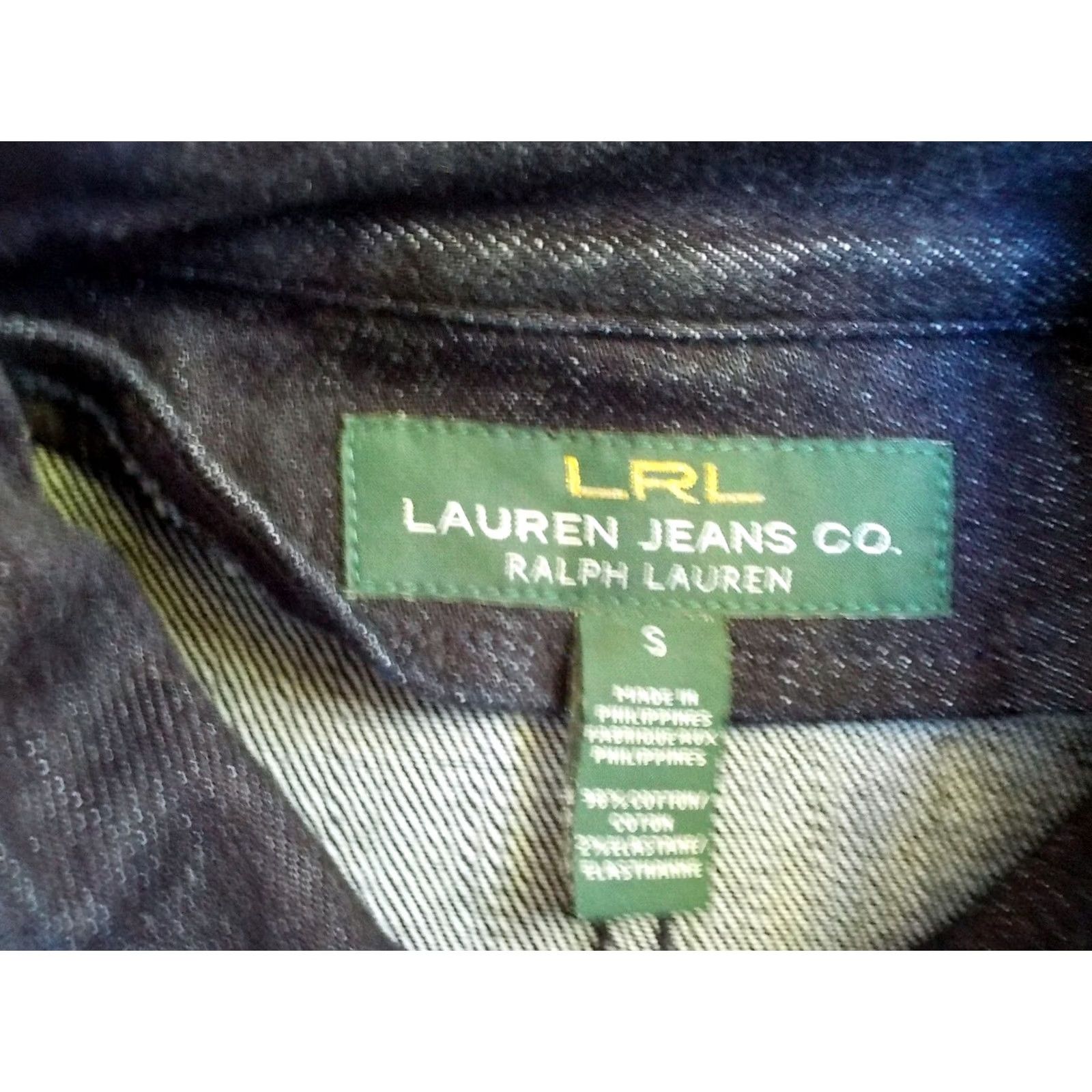 Denime VINTAGE Lauren Jeans Co. Ralph Lauren Gold Button Military Style Denim Blazer SZ S Blazer Womens Blue 90s Size 28" / US 6 / IT 42 - 4 Thumbnail