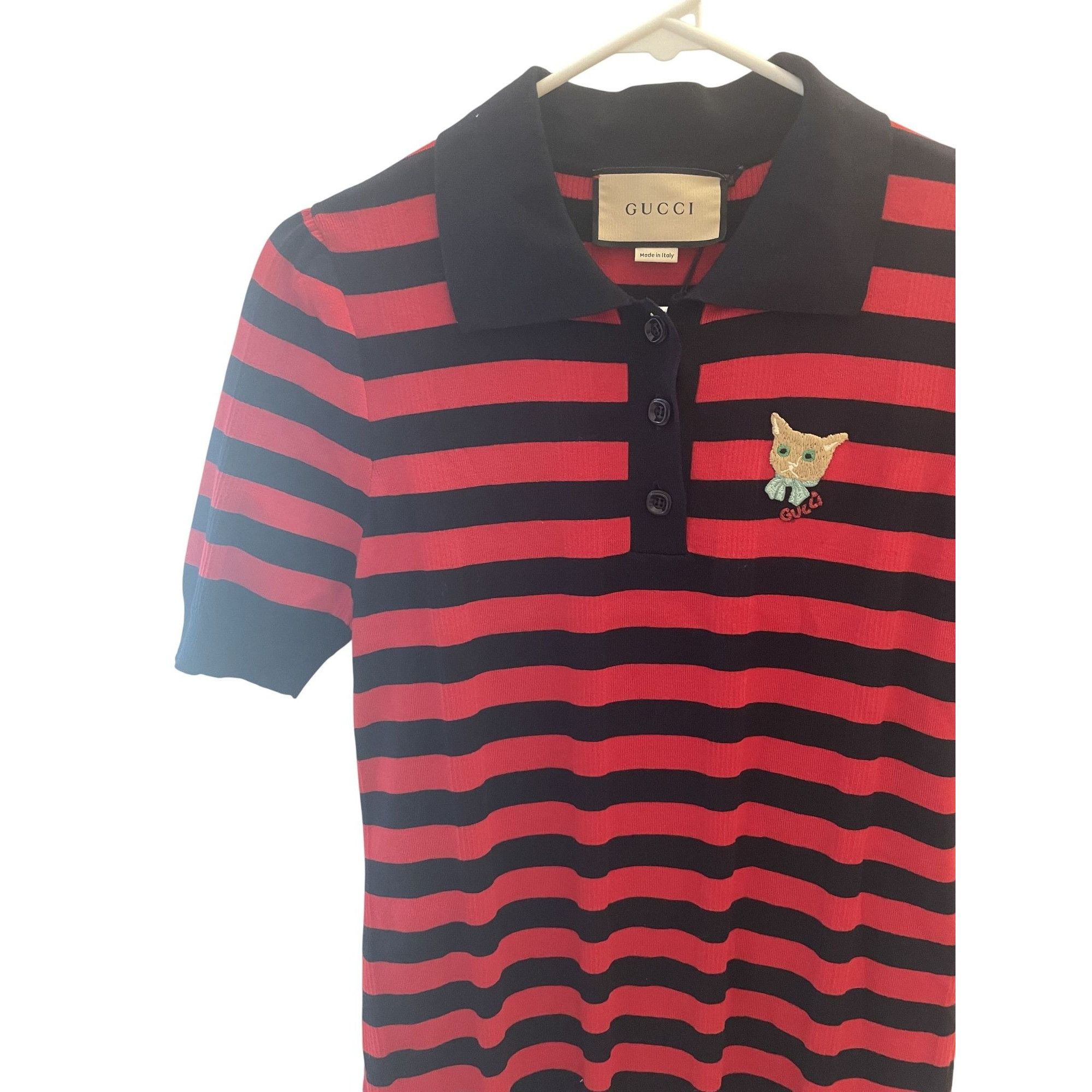 Gucci Gucci Womens Striped Polo Dress With Embroidered Cat Patch R Size S / US 4 / IT 40 - 4 Thumbnail