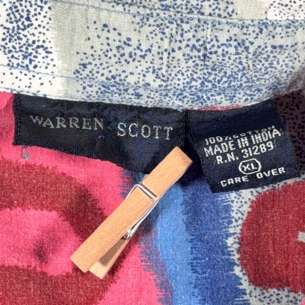 Vintage VINTAGE Warren Scott Shirt Adult XL Pink Blue Geometric Abstract 90s Button-Up with Pockets Men Size US XL / EU 56 / 4 - 5 Thumbnail