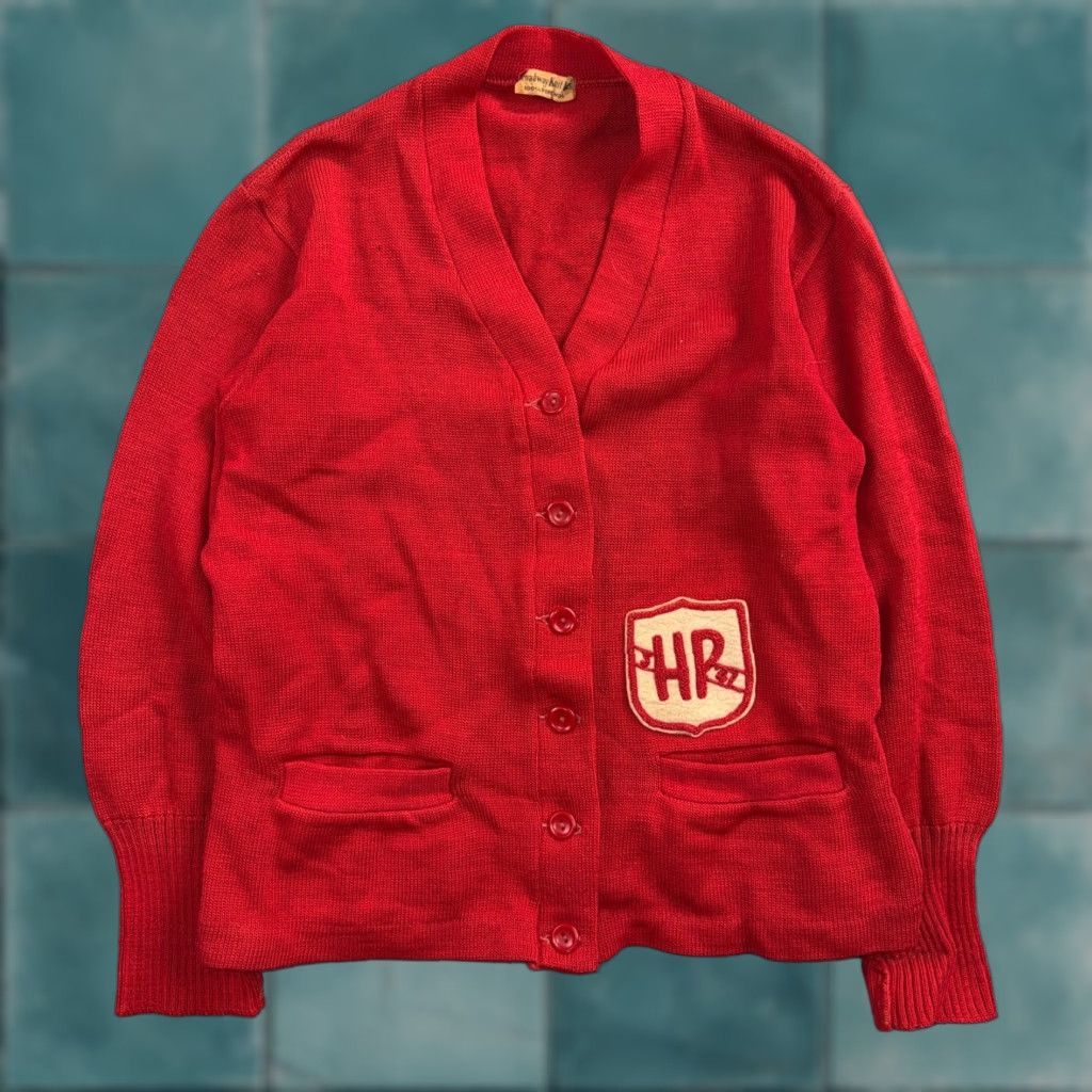 Vintage VTG Broadway Knitting Mills Mens S/M Cardigan 1960s Red Knit Rockabilly Grunge Decade Vintage Look Mens Size US S / EU 44-46 / 1 - 1 Thumbnail