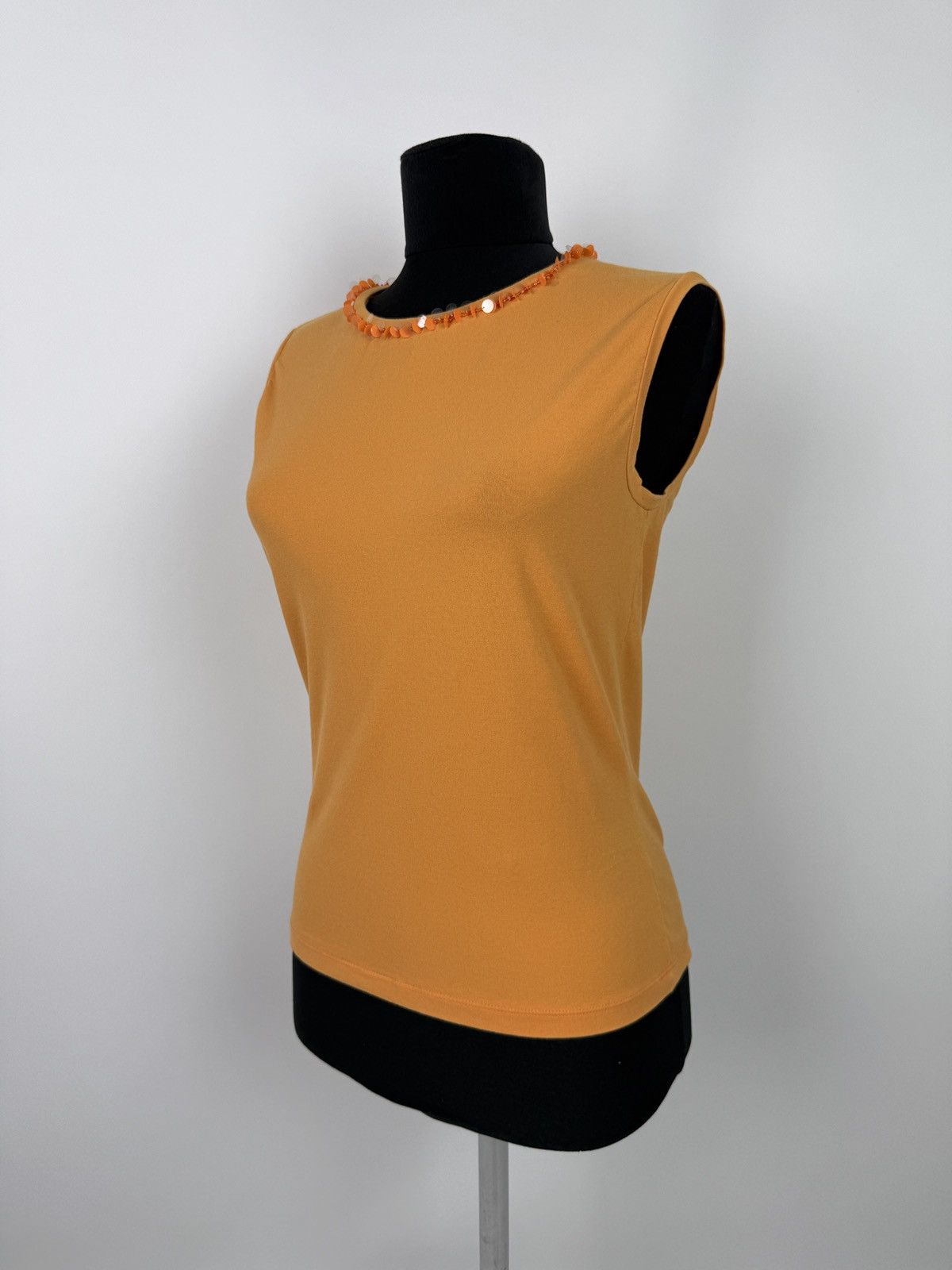 Max Mara Y2K Vintage Max Mara Pale Orange Sequin Neck Tank Top Size M / US 6-8 / IT 42-44 - 1 Thumbnail