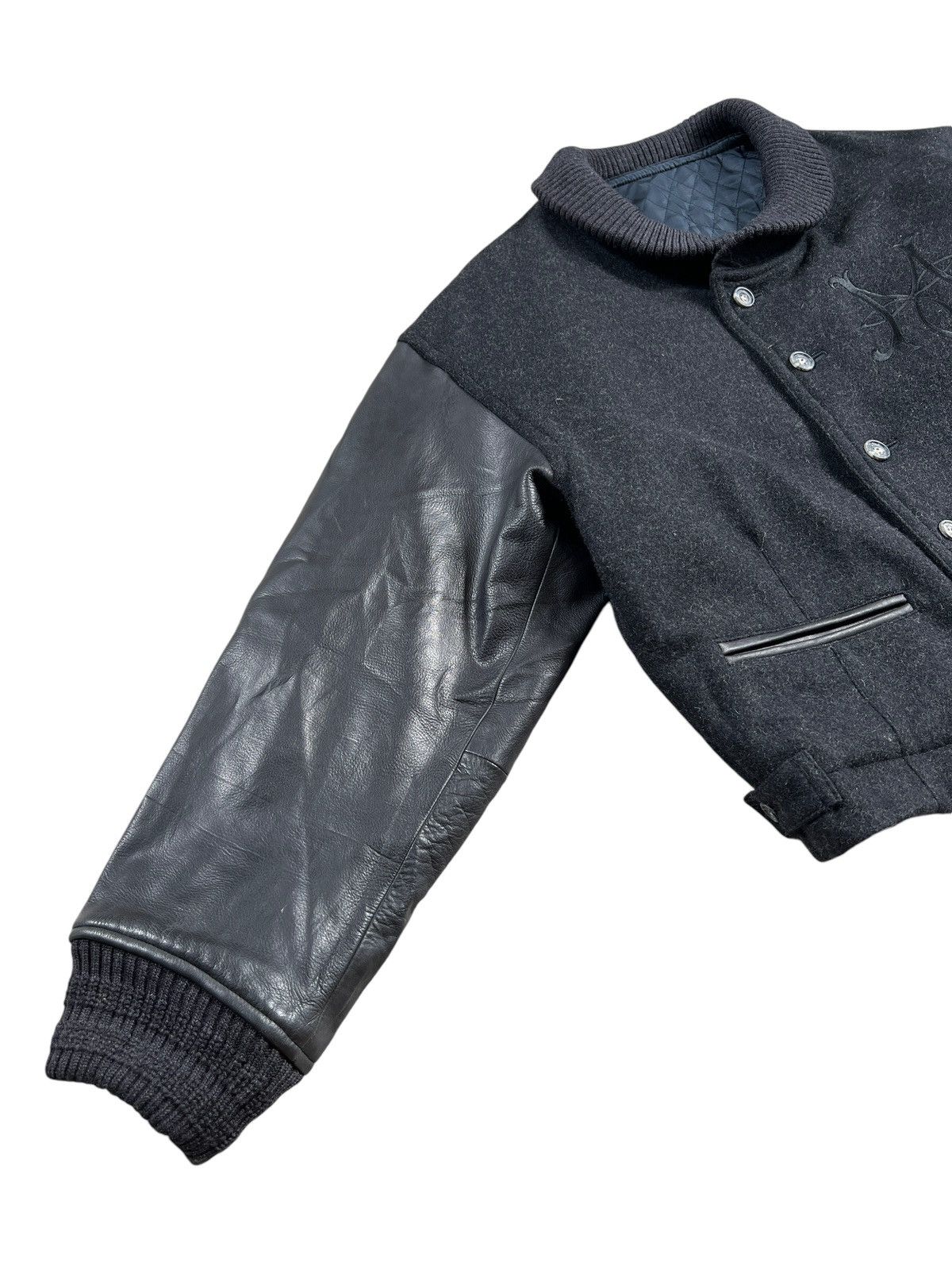 Japanese Brand × PPFM × Vintage 1990 Manic by PPFM Heavy Wool Leather Cropped Bomber Size US M / EU 48-50 / 2 - 4 Thumbnail