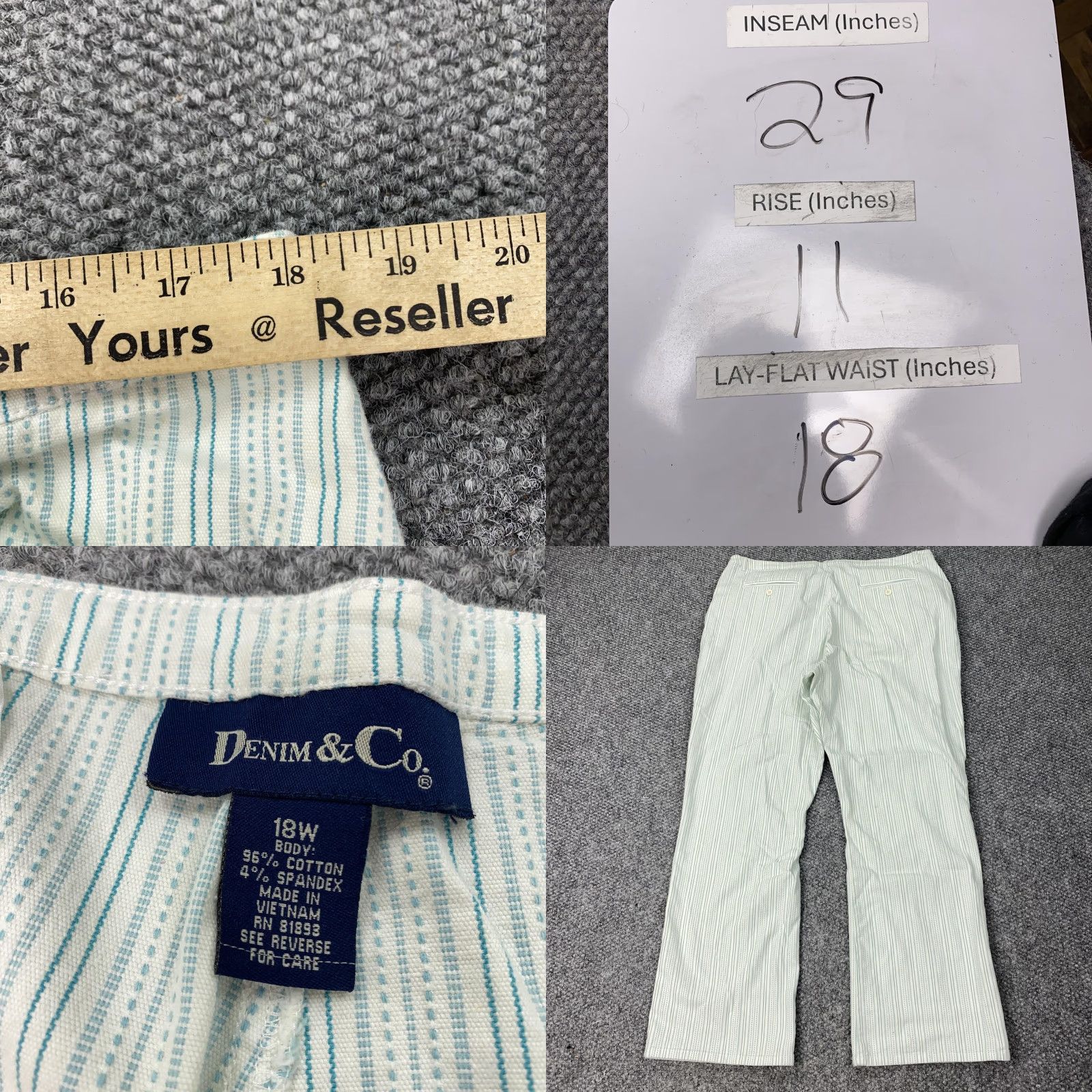 Denim & Co. Denim & Co Pants Womens 18W White Striped Straight Leg Pull On Stretch Casual Size 40" / US 18 - 8 Thumbnail