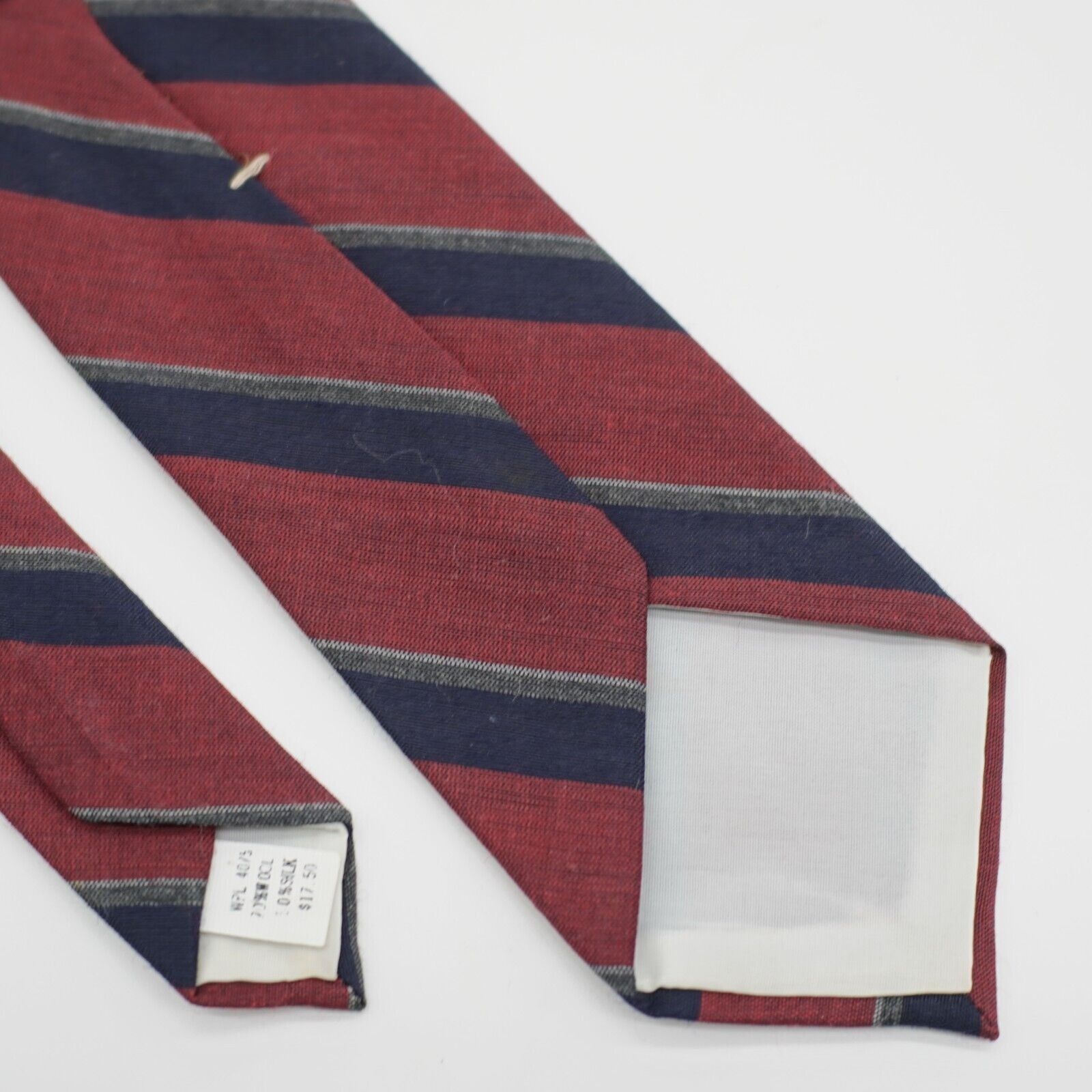 Other Resilio Red Blue Stripe Woven Short Skinny Wool Silk Tie Size ONE SIZE - 6 Thumbnail