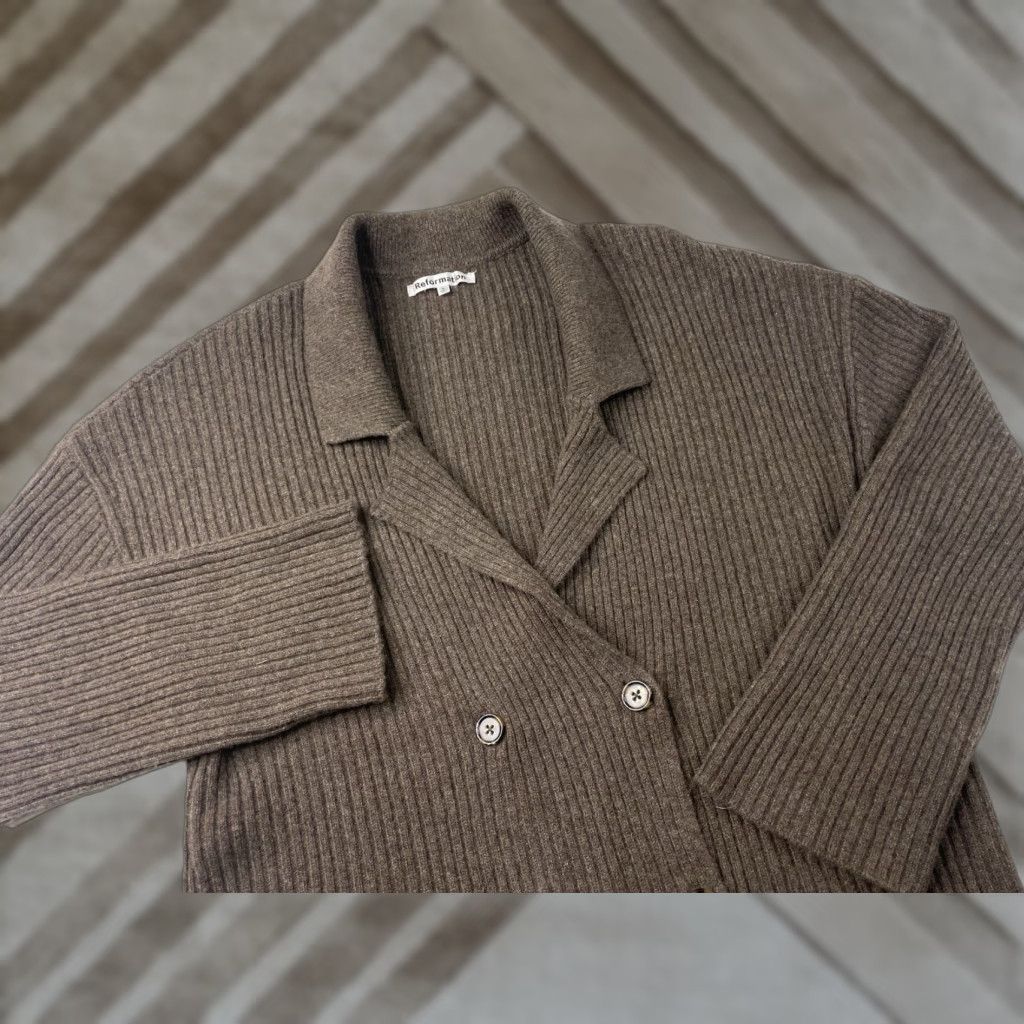 Reformation Reformation Cardigan Sweater Brown S Knitted Cashmere Blend Collared Long Sleeve Button Women Regular Knit Vintage: No Size S / US 4 / IT 40 - 1 Thumbnail