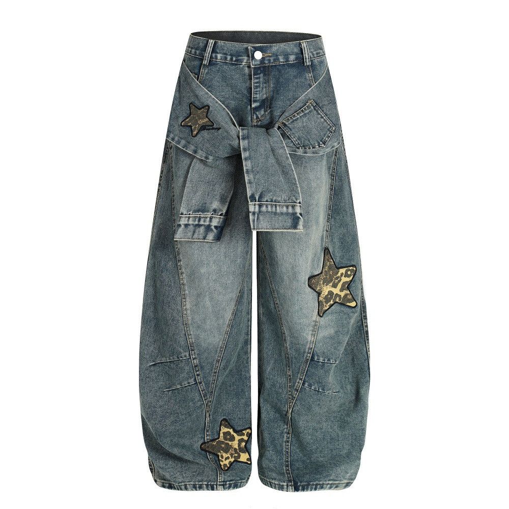 Jean American men's star embroidered scimitar lace-up jeans Size US 32 / EU 48 - 1 Thumbnail