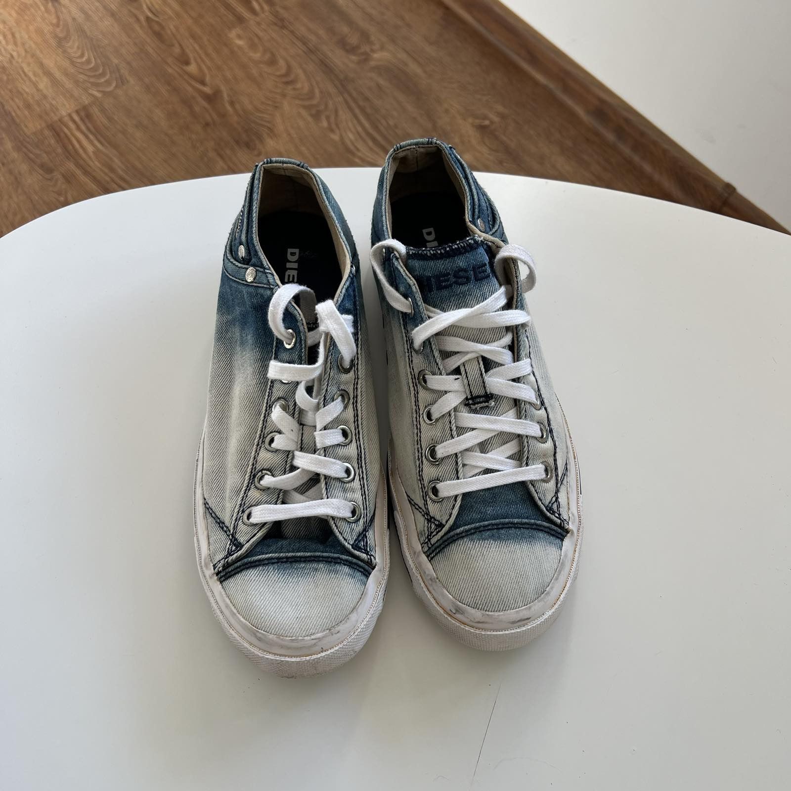 Diesel × Jean DIESEL denim jeans sneakers shoes keds distressed Sz 40 Size US 7 / EU 40 - 3 Thumbnail