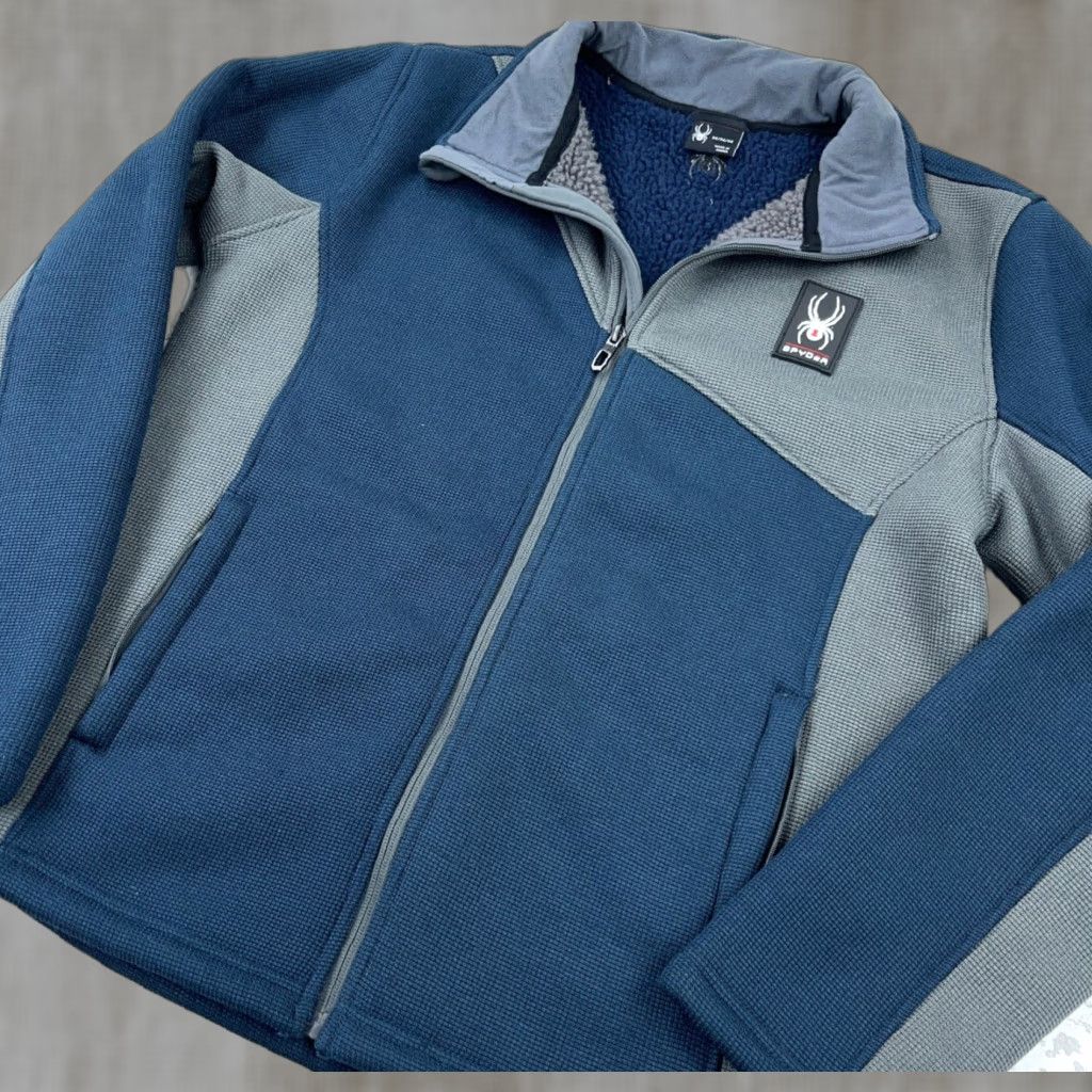 Spyder Spyder Jacket Men M Blue Full Zip Lined Pile Waffle Knit Thermal All Seasons Mock Neck Casual Skiing Motorsports Size US M / EU 48-50 / 2 - 1 Thumbnail