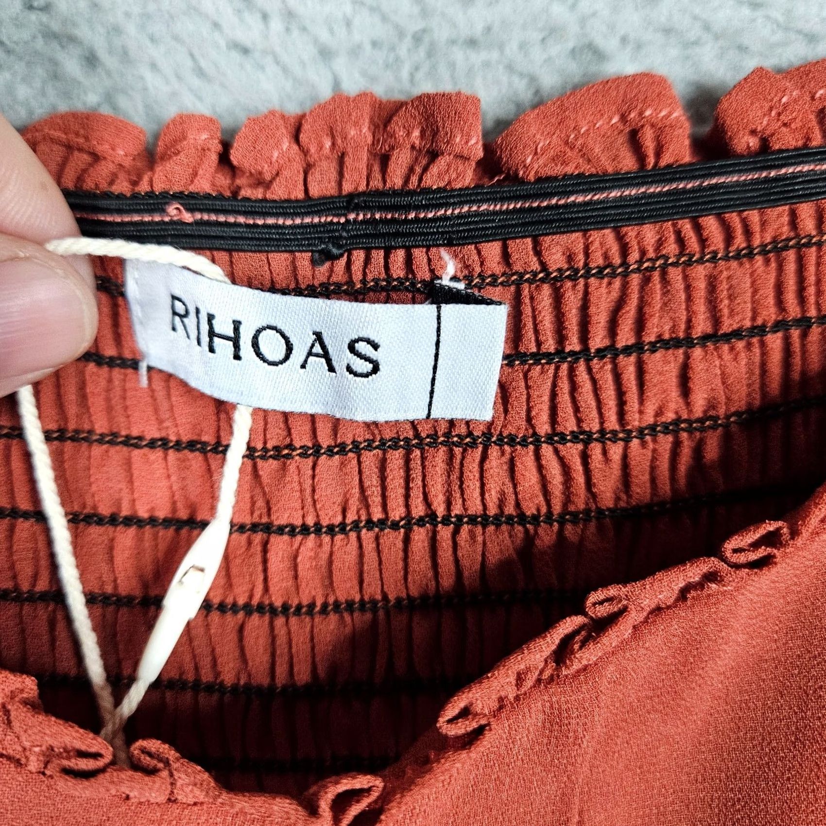 Vintage RIHOAS Cropped Blouse Red Long Sleeve Square Neck Juniors M Shirt Womens RIHOAS Size M / US 6-8 / IT 42-44 - 6 Thumbnail