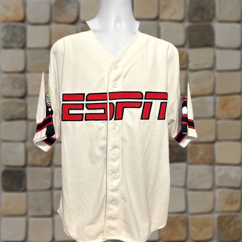 Vintage ESPN Jersey Baseball Short Sleeve Men Large White Stitch ESPN Zone #79 Size US L / EU 52-54 / 3 - 1 Thumbnail