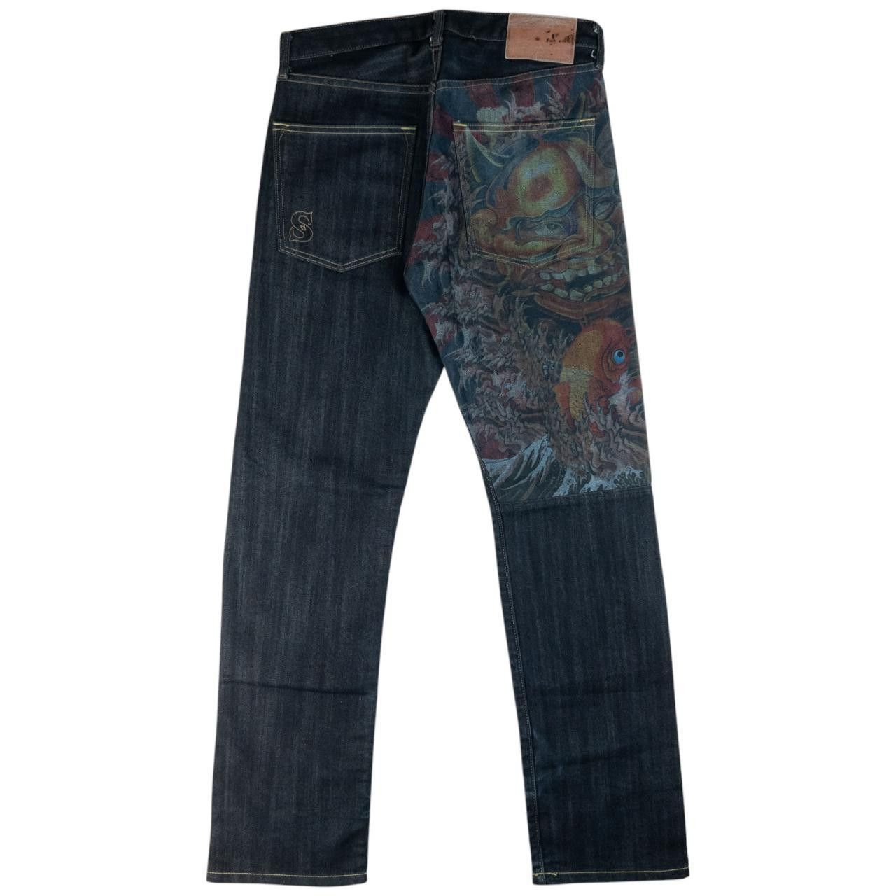 Other Vintage Sugoi Koi Fish Devil Dyed Japanese Denim Jeans W31 Size US 31 - 2 Thumbnail