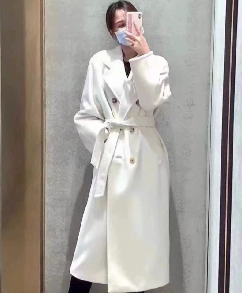 Max Mara Maxmara 101801 White Wool Coat-2508 Size M / US 6-8 / IT 42-44 - 2 Thumbnail