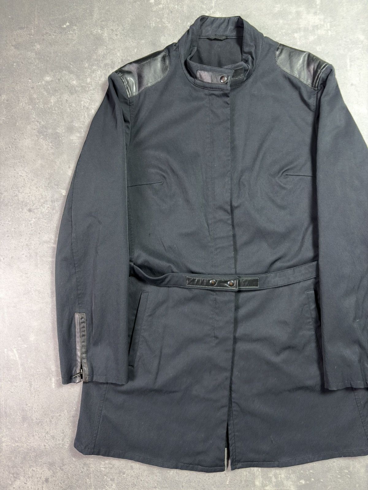 Neil Barrett 90s Neil Barrett Moto Belted Racing Coat 48 50 Leather Patch Size US L / EU 52-54 / 3 - 3 Thumbnail
