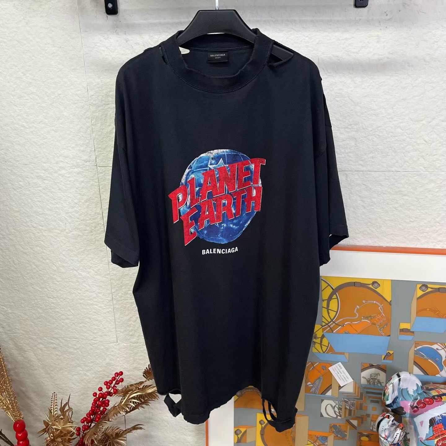 Balenciaga New Destroyed Earth Short-Sleeve