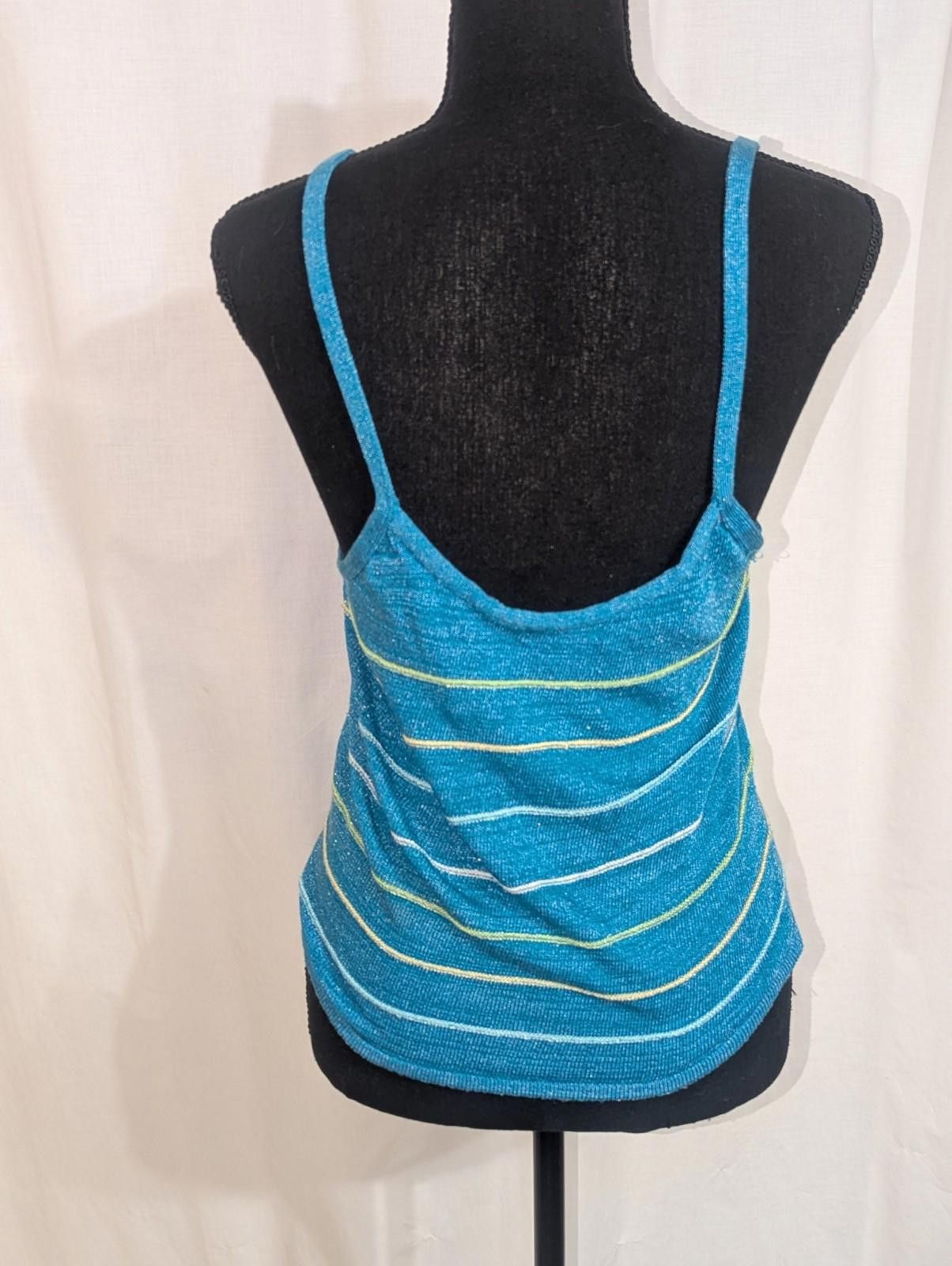 Designer VTG 90s Y2K NAF NAF Blue Striped Tank Top Sz S Size S / US 4 / IT 40 - 5 Thumbnail