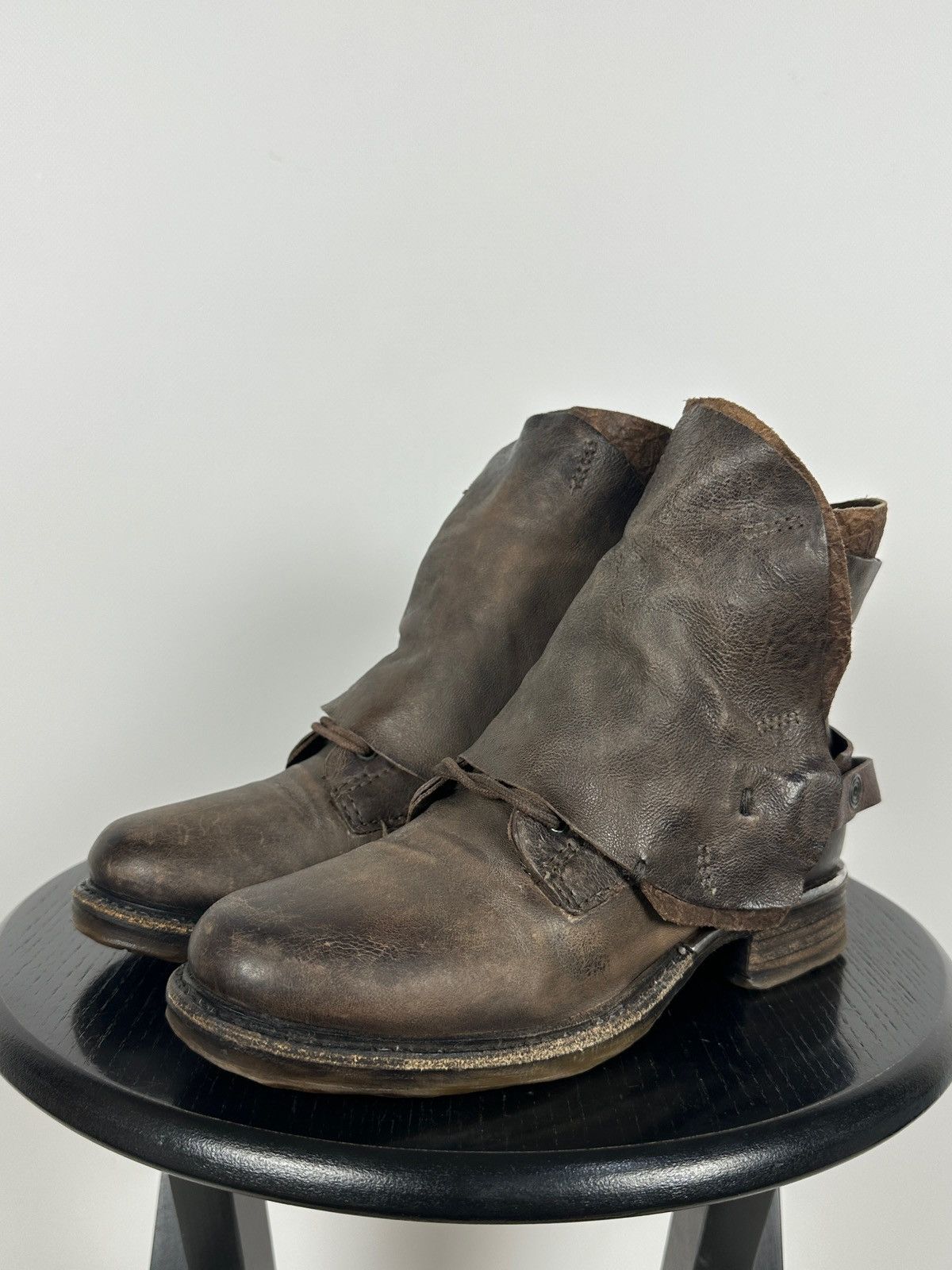 A.S.98 A.S.98. Airstep Brown Leather Buckle Biker Ankle Boots Size US 6 / IT 36 - 9 Thumbnail