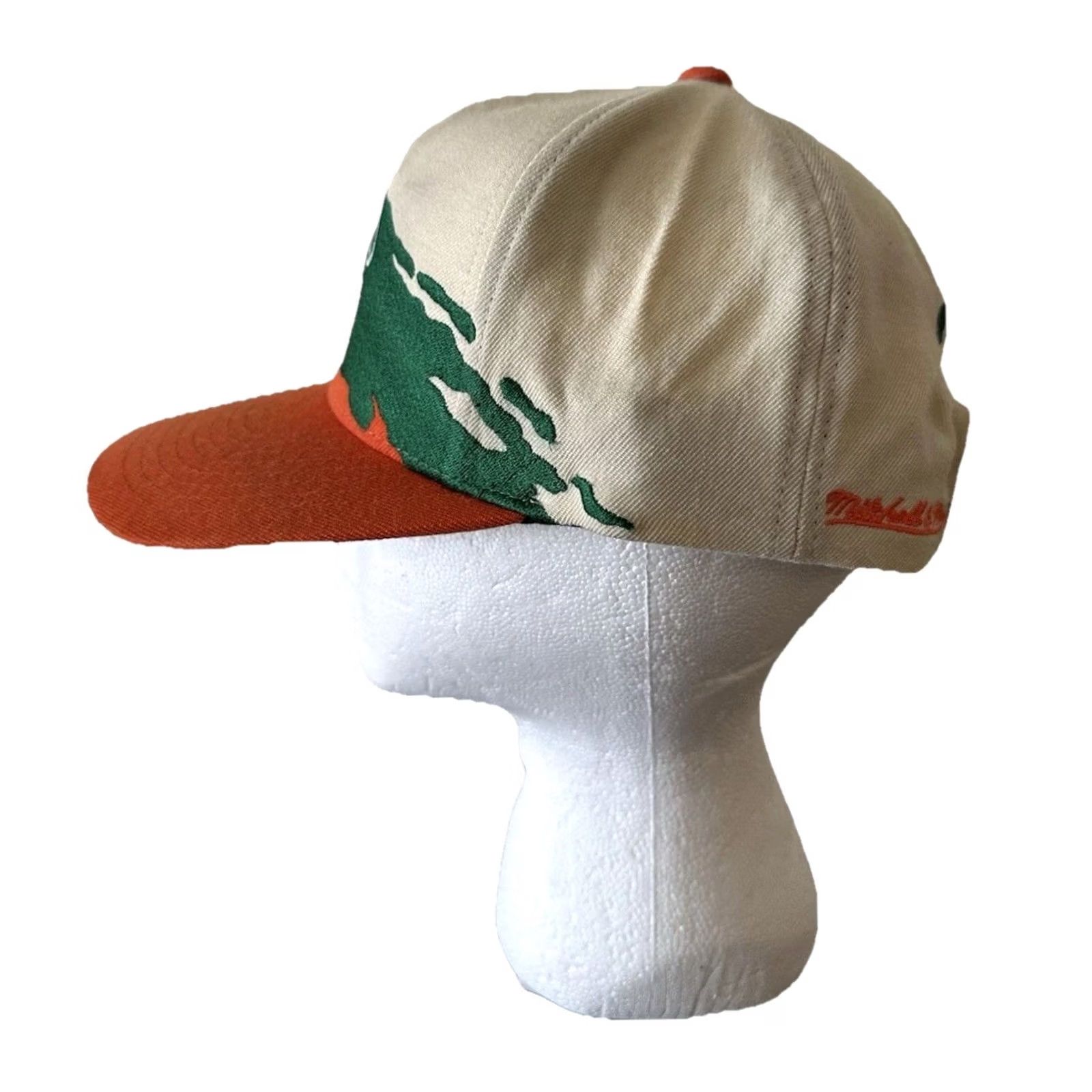 Mitchell & Ness Mitchell & Ness Hat Snapback Miami Hurricanes Ibis Logo Paint Brush Splash RARE Green One Size Men Mens Snapback Hat Size ONE SIZE - 4 Thumbnail