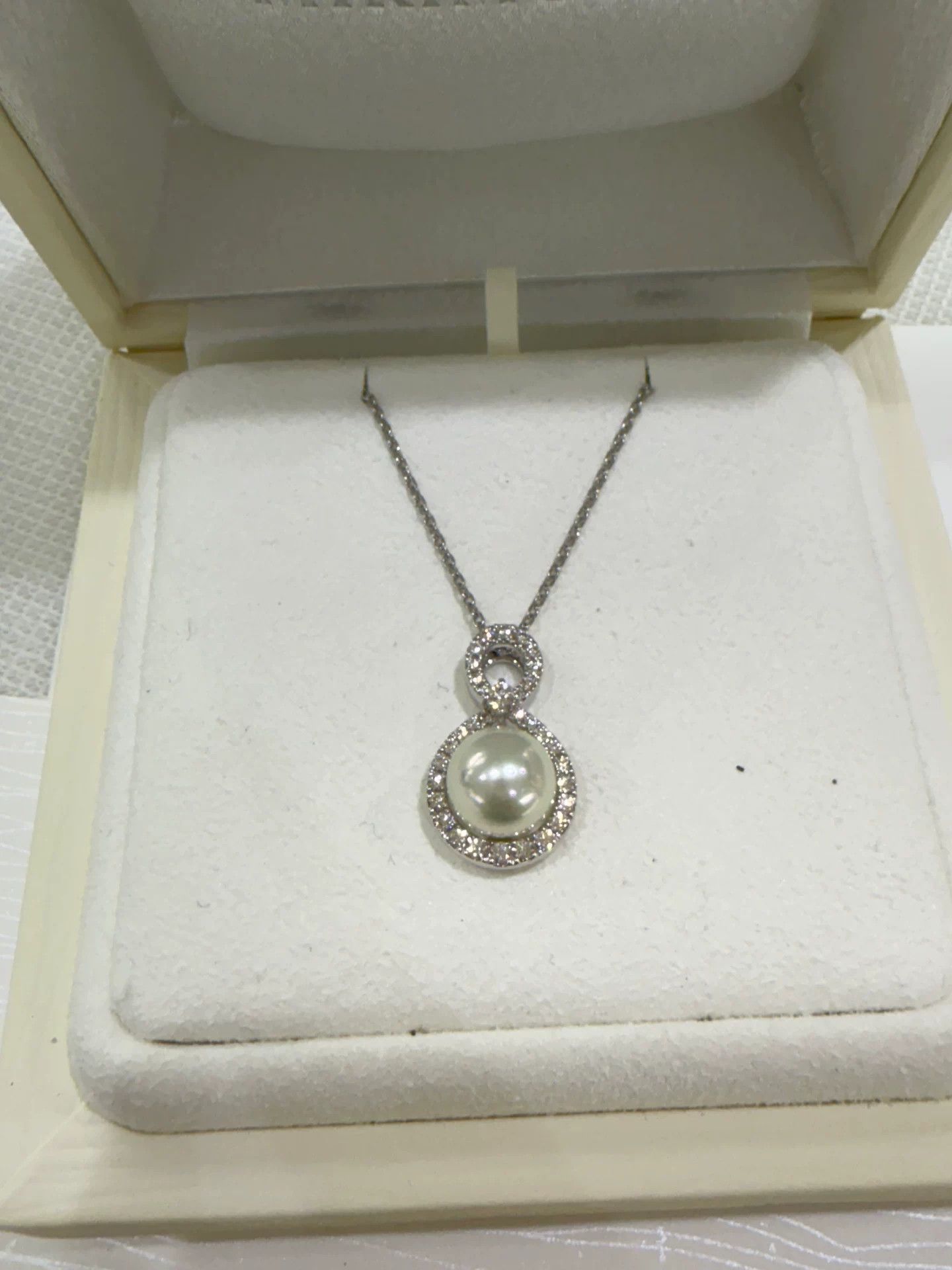 Mikimoto MIKIMOTO Akoya Pearl Diamond Necklace 18K White Gold Size ONE SIZE - 1 Thumbnail