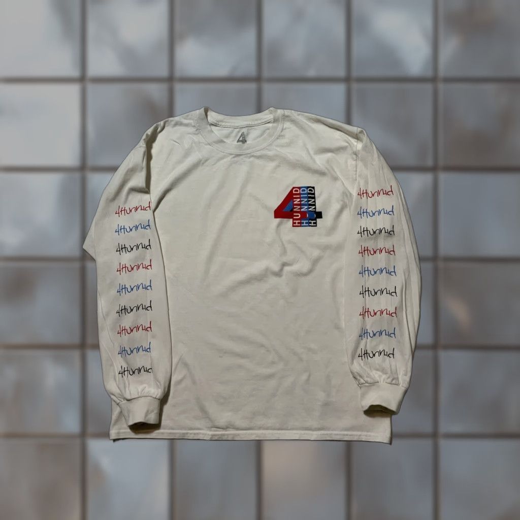 Vintage YG 4 Hunnid Graphic White Long Sleeve Hip Hop Crewneck T-Shirt Sz. L Mens Shirt Size US L / EU 52-54 / 3 - 1 Thumbnail